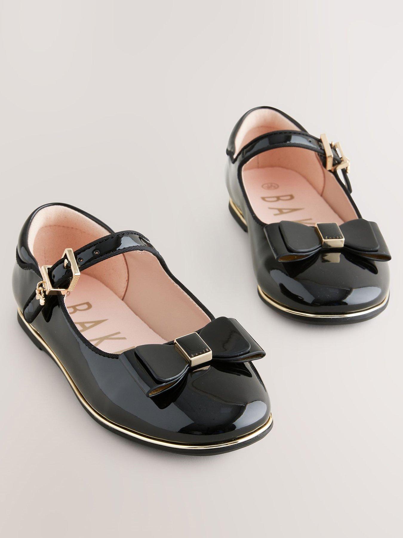  image of ted-baker-girls-bow-patent-shoes-black