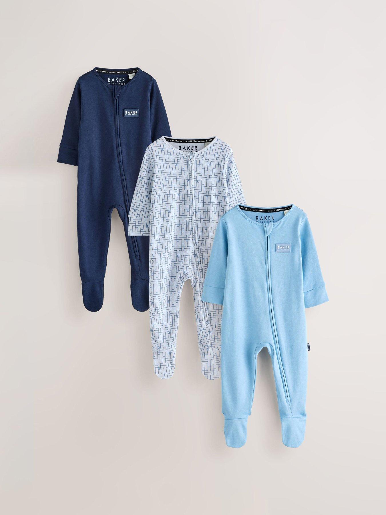 Image 1 of 7 of Ted Baker Baby Boys 3 Pack Sleepsuits - Multi