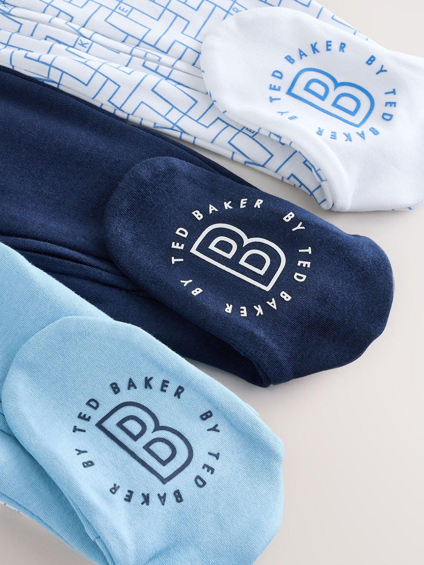 Image 3 of 7 of Ted Baker Baby Boys 3 Pack Sleepsuits - Multi