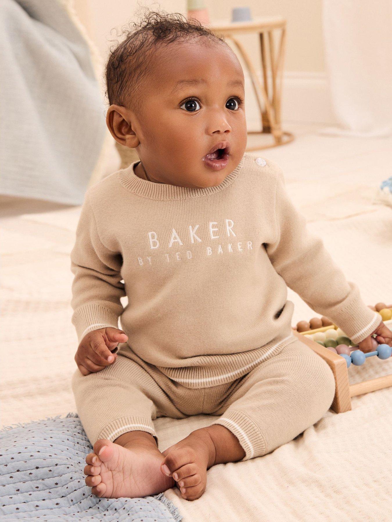 Image 1 of 6 of Ted Baker Baby Boys Knitted Top &amp; Jogger Set - Beige
