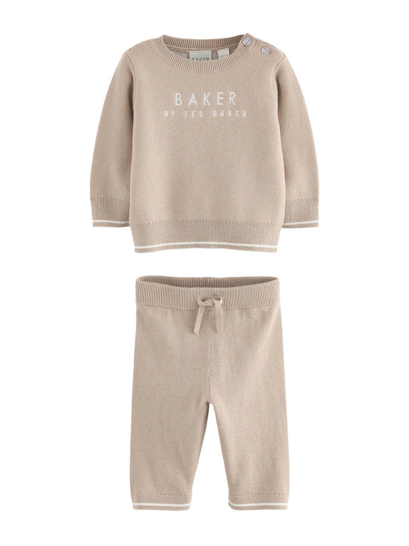 Image 4 of 6 of Ted Baker Baby Boys Knitted Top &amp; Jogger Set - Beige