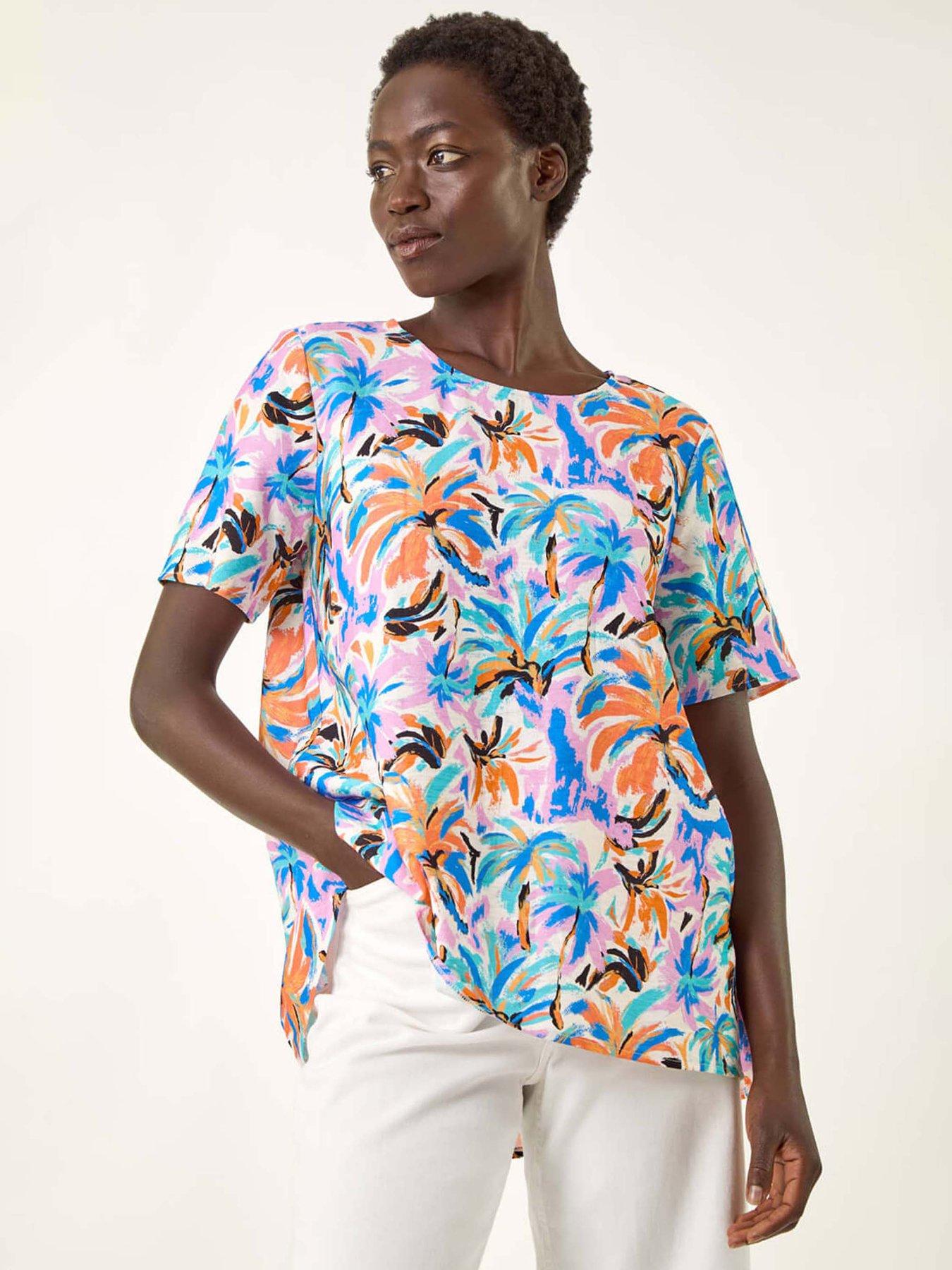 Image 1 of 5 of Roman Abstract Print Tunic Top - Blue