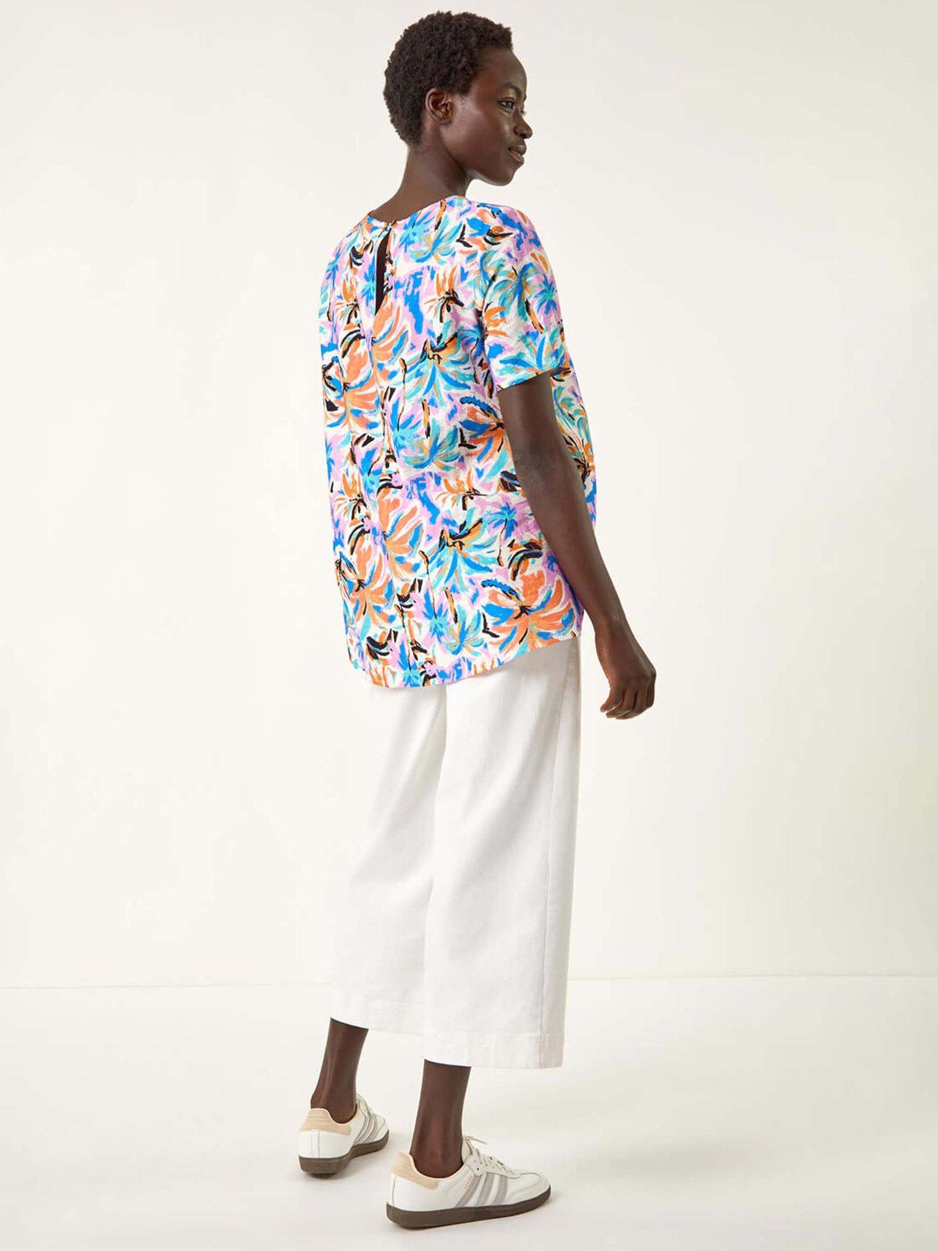 Image 2 of 5 of Roman Abstract Print Tunic Top - Blue