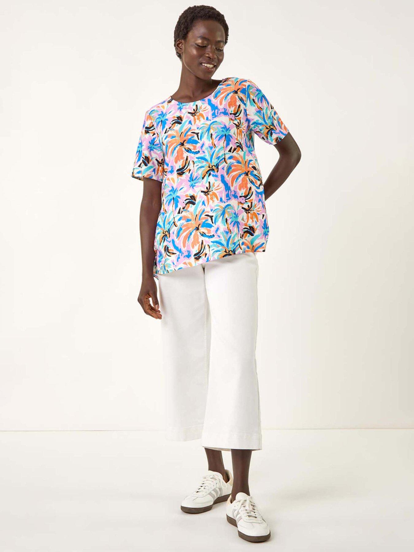 Image 3 of 5 of Roman Abstract Print Tunic Top - Blue