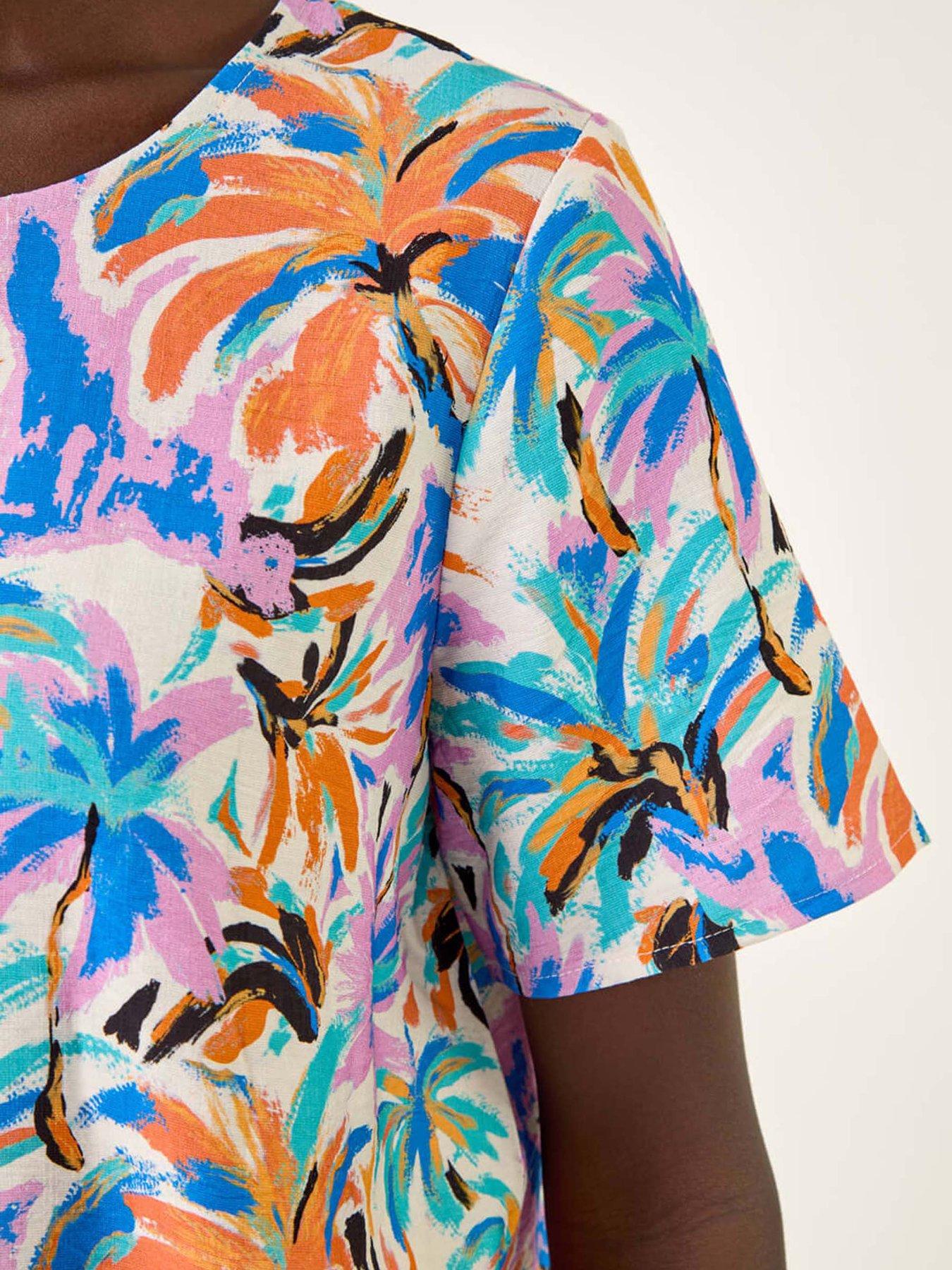 Image 5 of 5 of Roman Abstract Print Tunic Top - Blue
