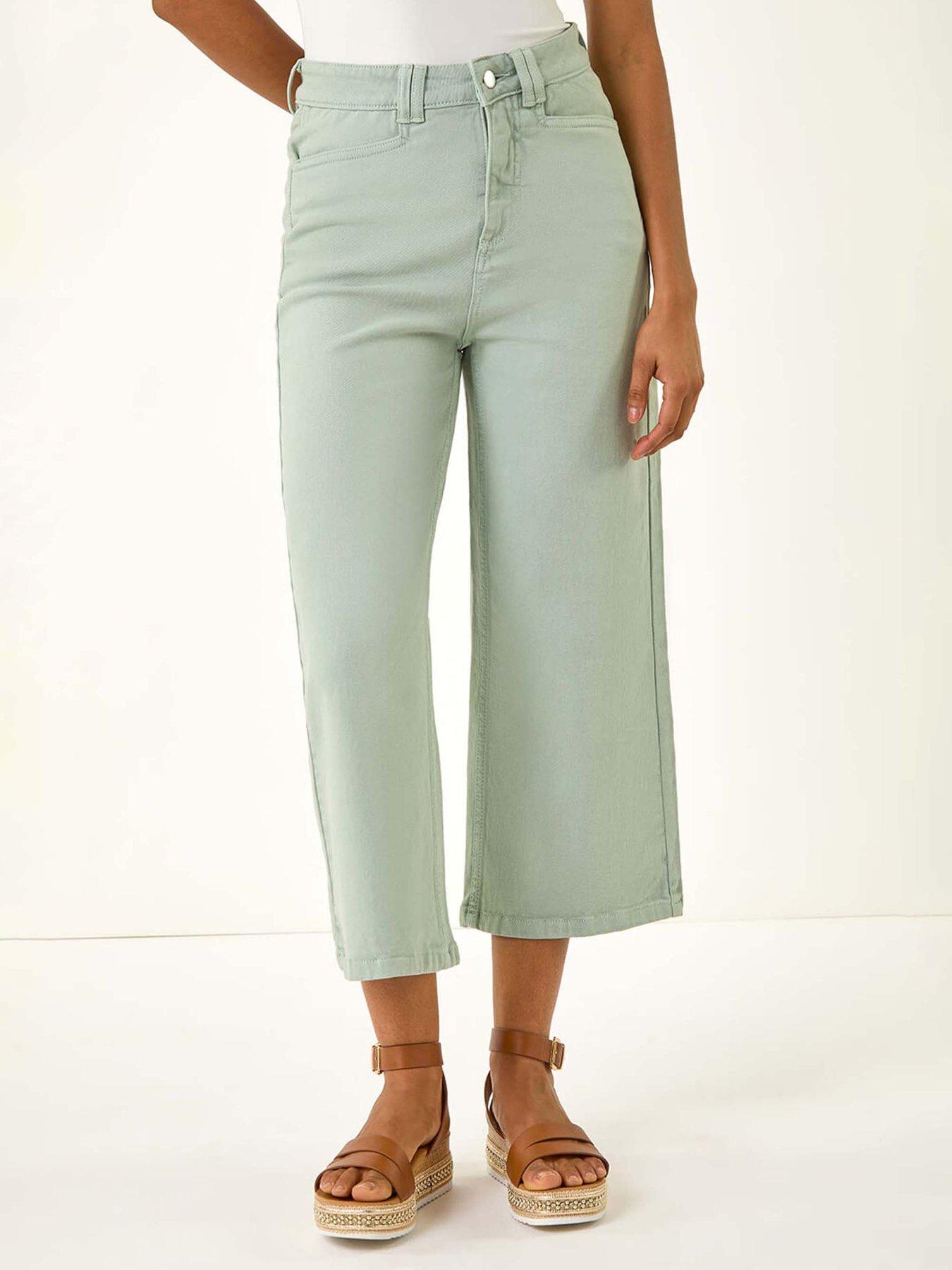 undefined Dusk Denim Pocket Detail Wide Leg Culottes - Green