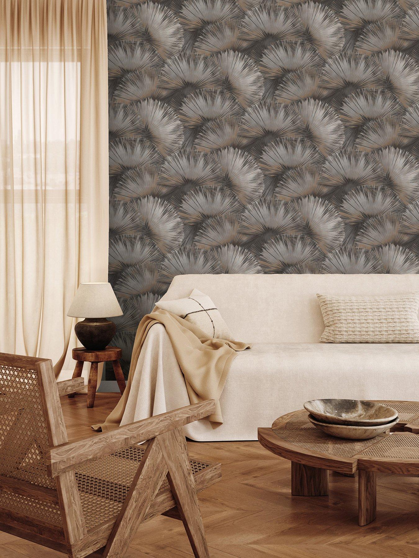 Rasch Opulenza Fan Wallpaper - Charcoal