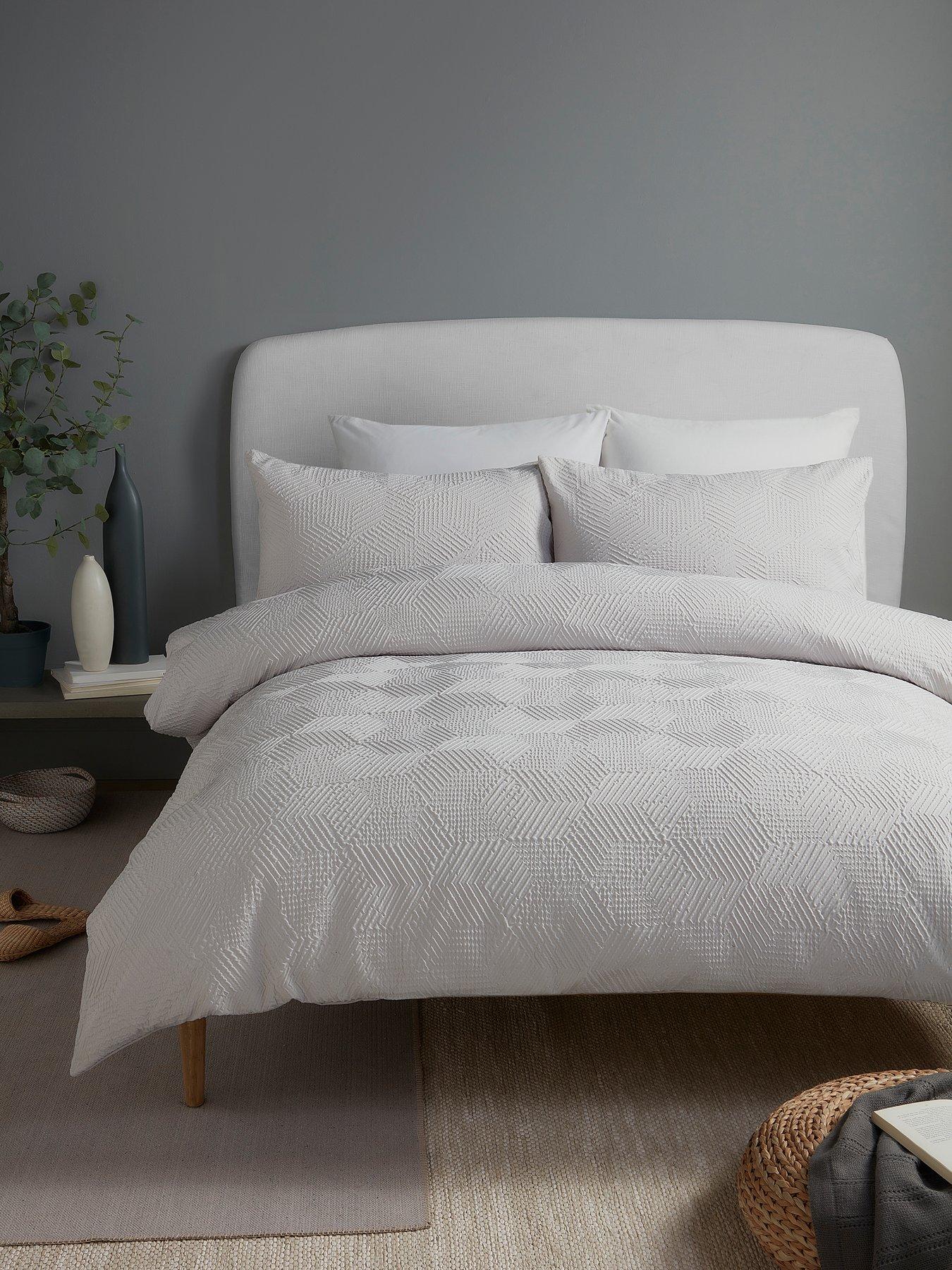 Image 1 of 3 of Serene Embossed Geo -textured Double Duvet Cover Set