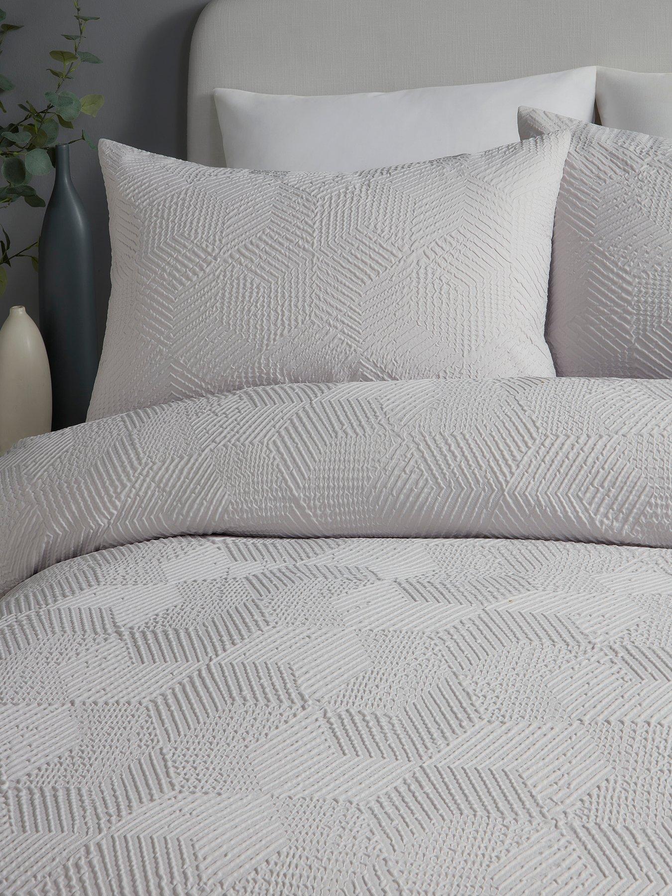 Image 3 of 3 of Serene Embossed Geo -textured Double Duvet Cover Set