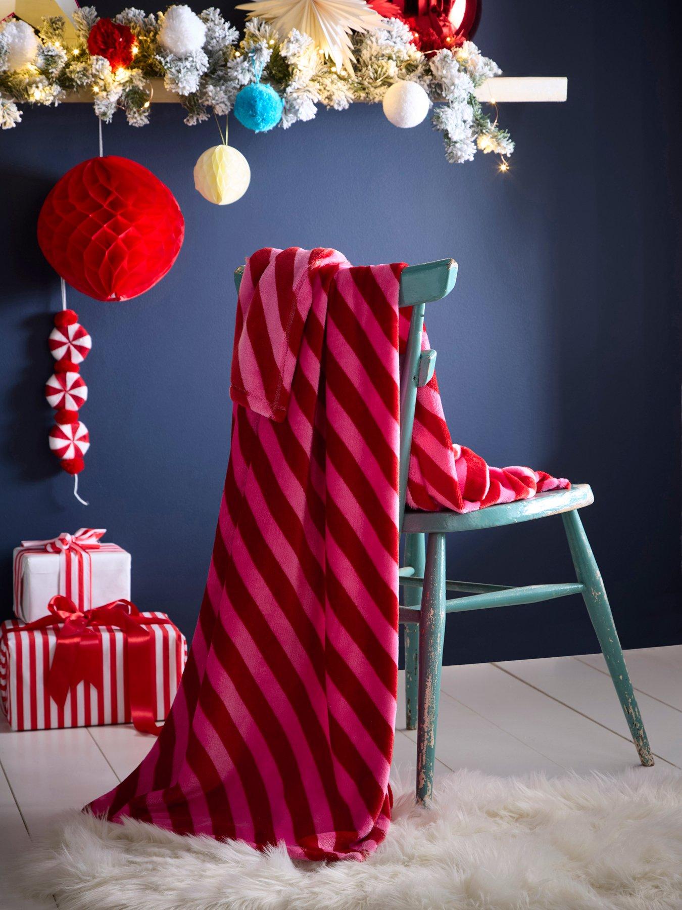 Image 1 of 3 of Fusion Candy Stripe Christmas Throw Fleece 120 X 150Cm