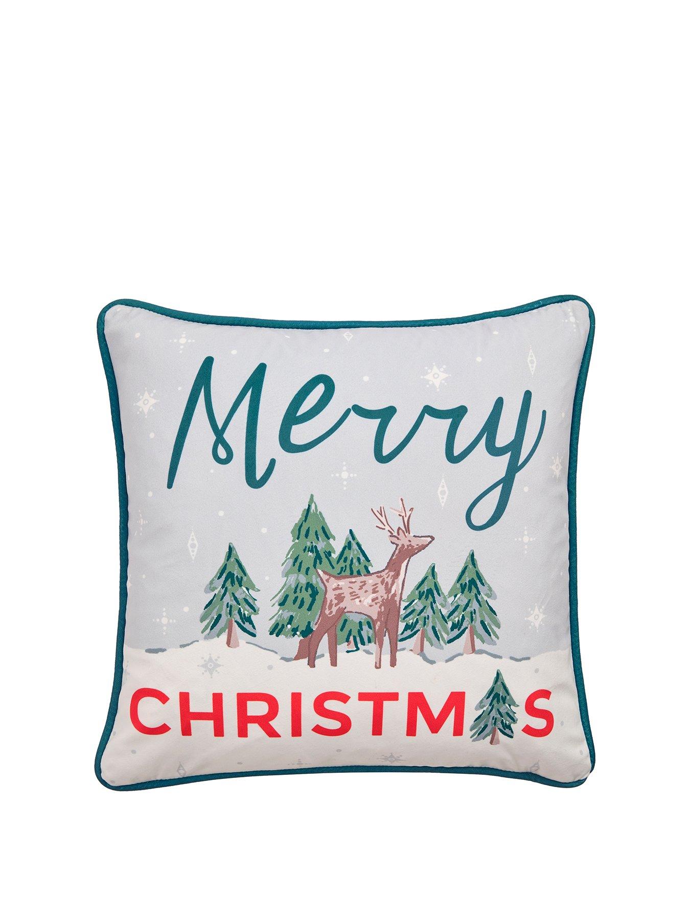  image of fusion-merry-christmas-deer-velvet-43-x-43cm-filled-cushion