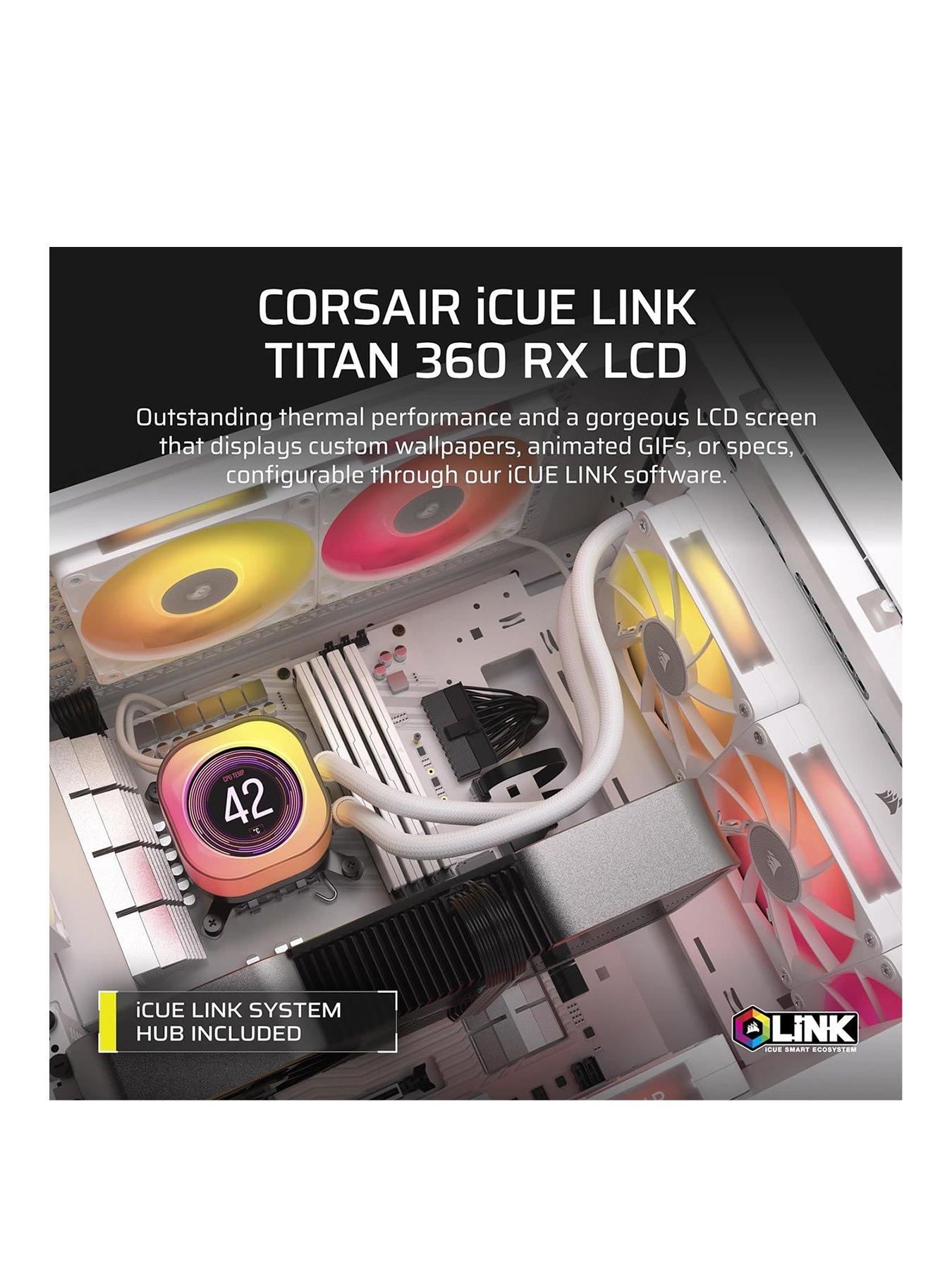 Image 2 of 7 of CORSAIR iCUE LINK TITAN 360 RX LCD White AIO, 360mm Radiator, Liquid CPU Cooler
