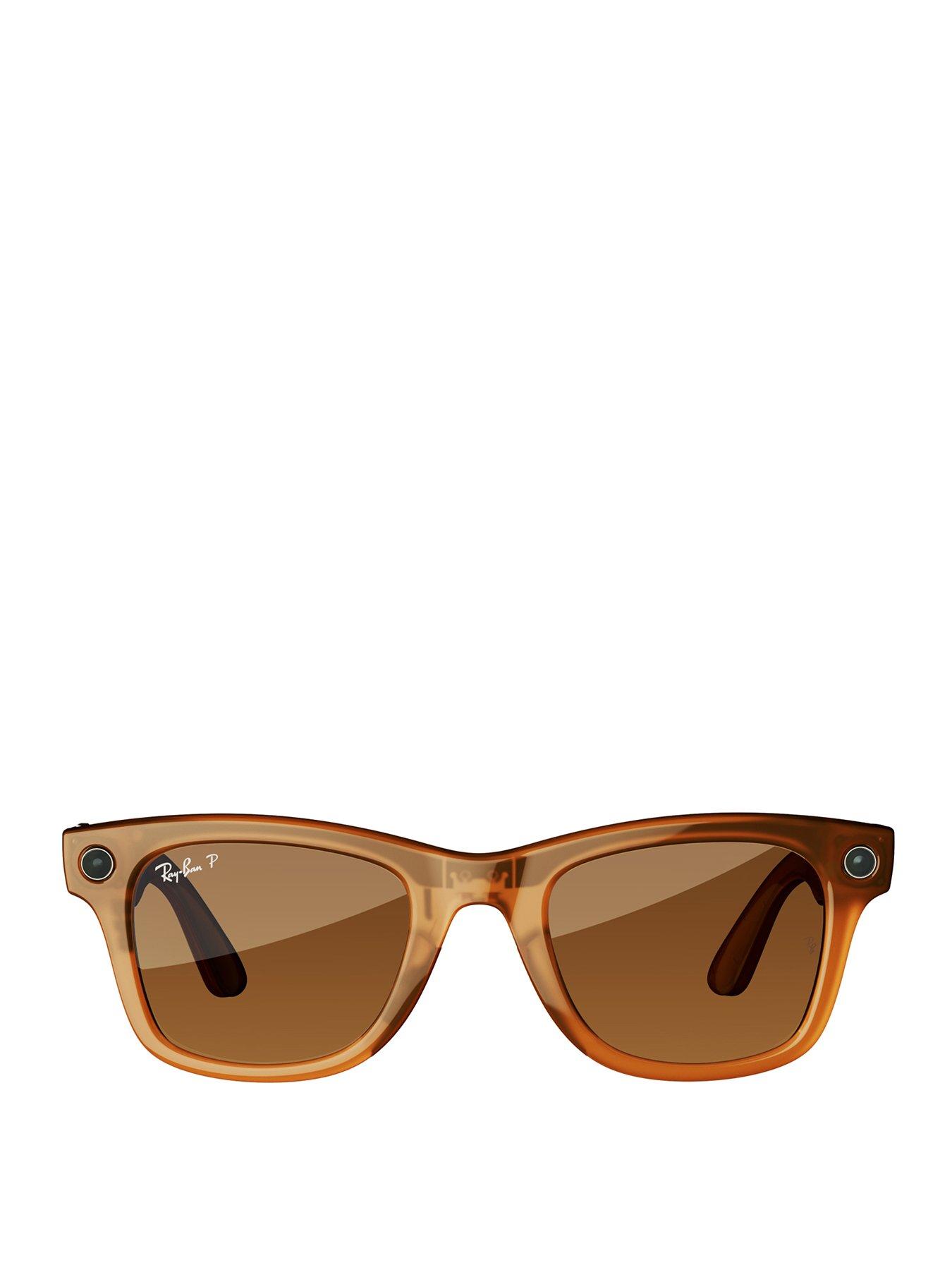 Ray-Ban Meta Wayfarer Large Glasses - Shiny Caramel Transparent, Brown