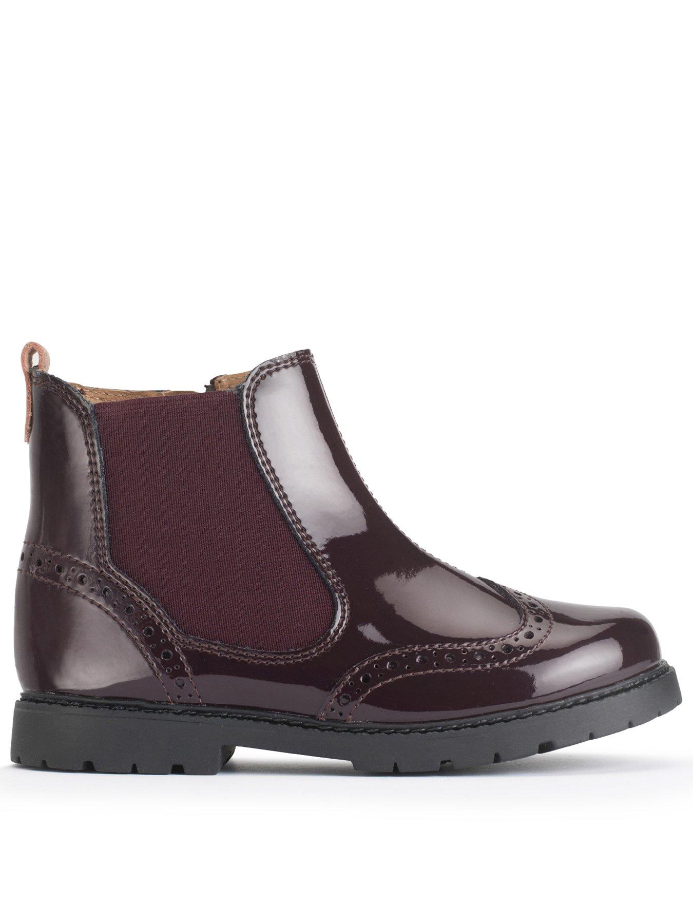 start-rite-chelsea-older-girls-burgundy-patent-zip-up-ankle-boots-red
