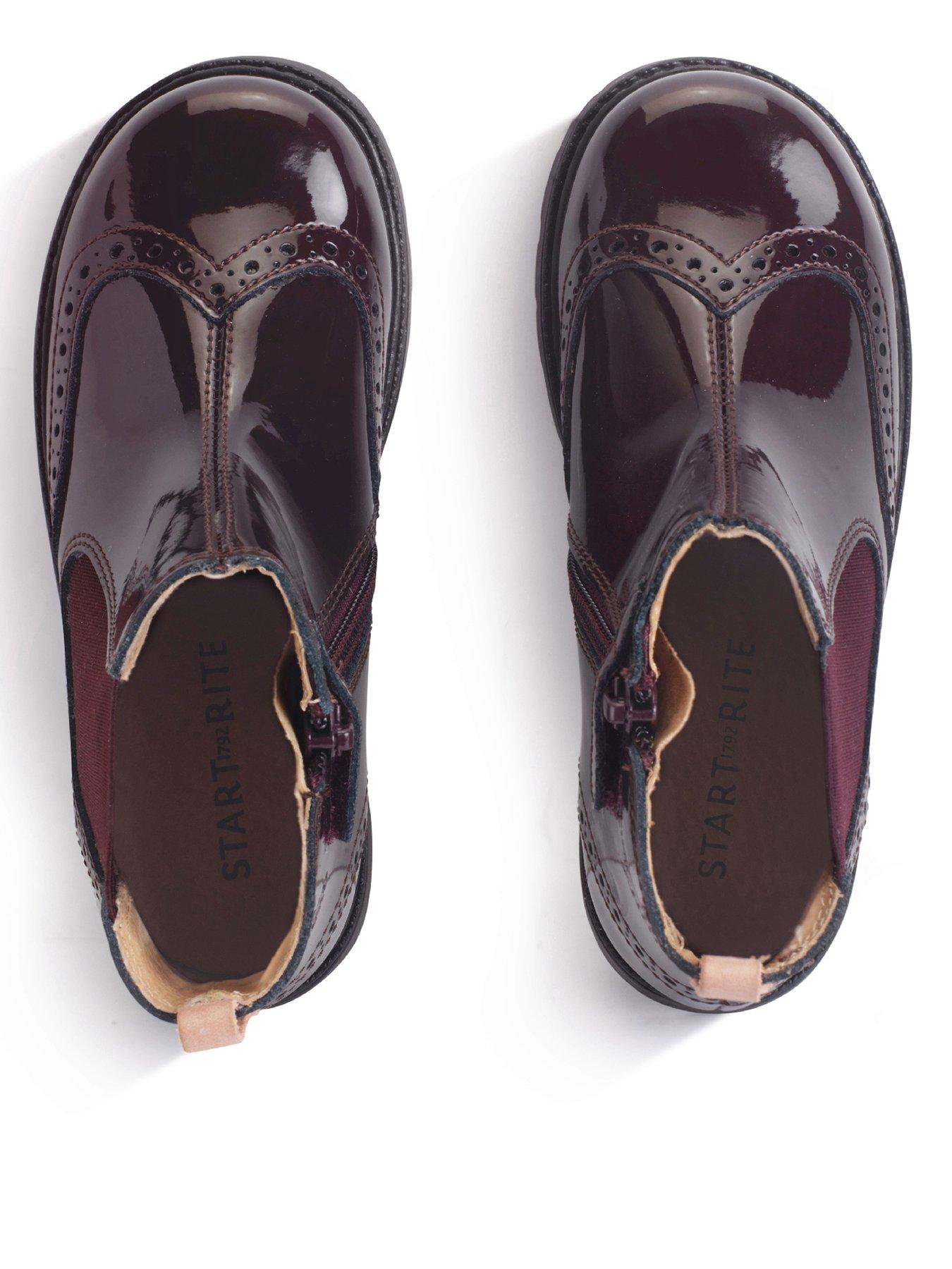 Image 2 of 6 of Start-rite Chelsea Older Girls Burgundy Patent Zip Up Ankle Boots - Red