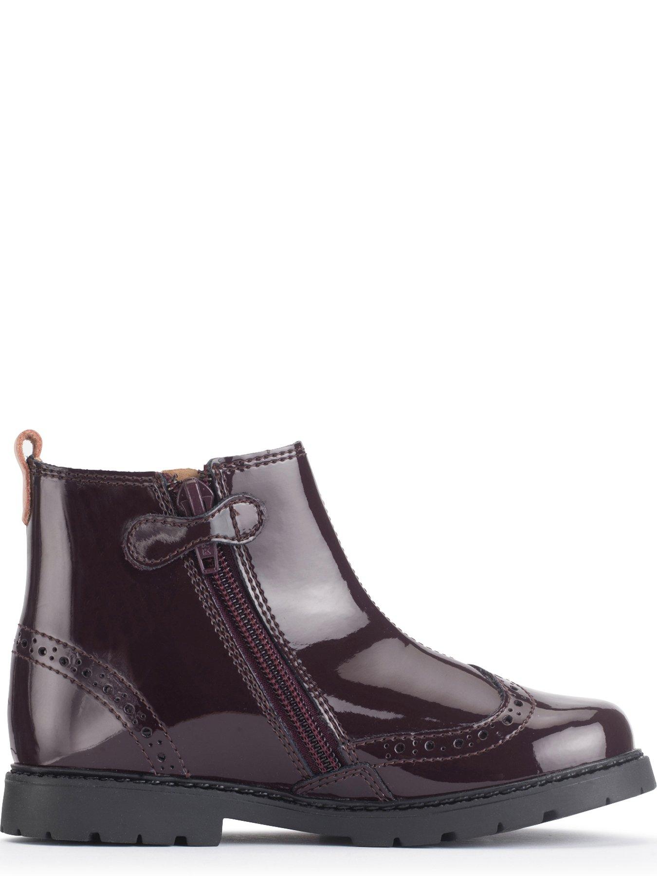 Image 4 of 6 of Start-rite Chelsea Older Girls Burgundy Patent Zip Up Ankle Boots - Red
