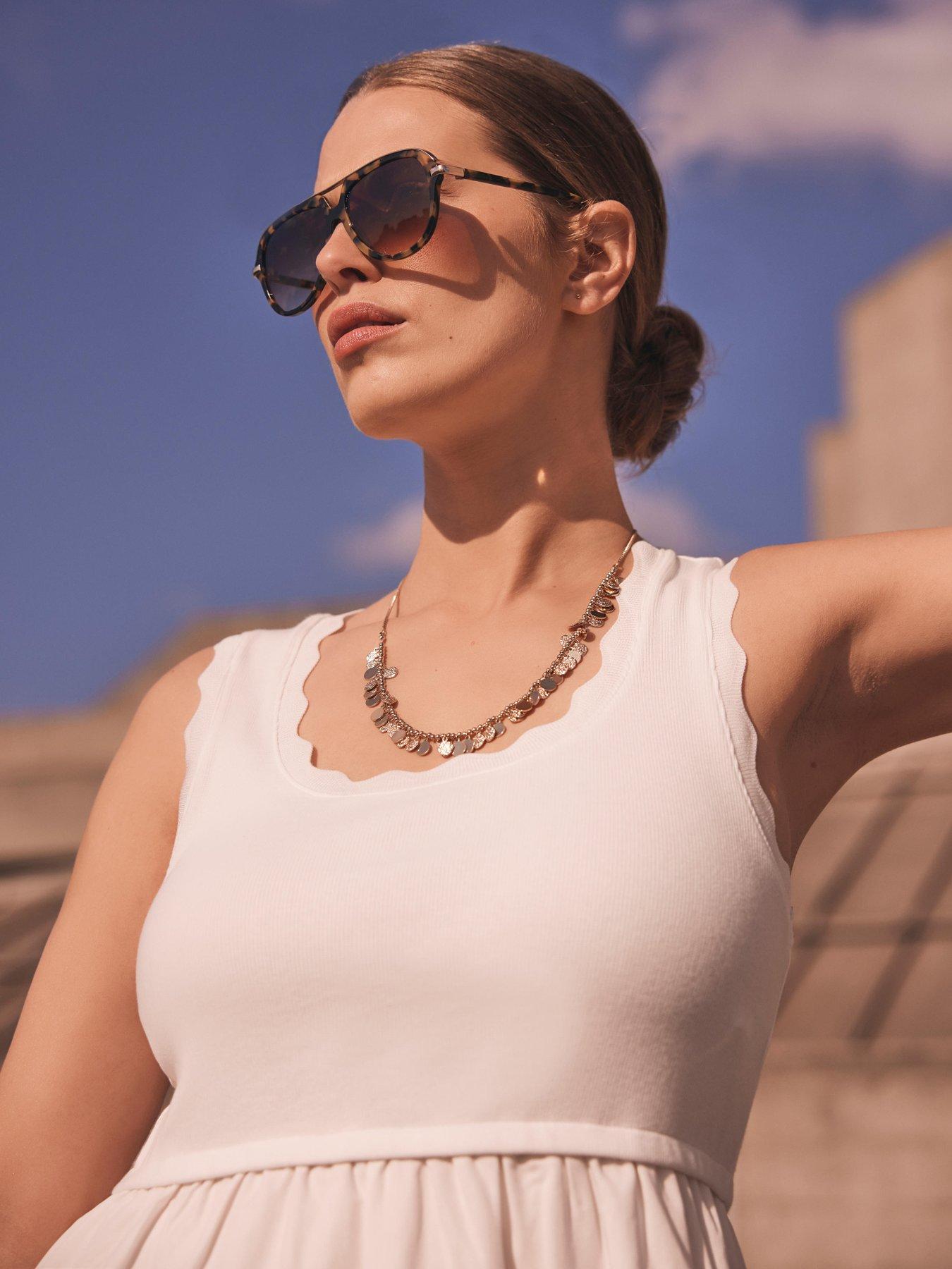 Image 4 of 6 of Mint Velvet Scallop Detail Woven Mix Dress - White