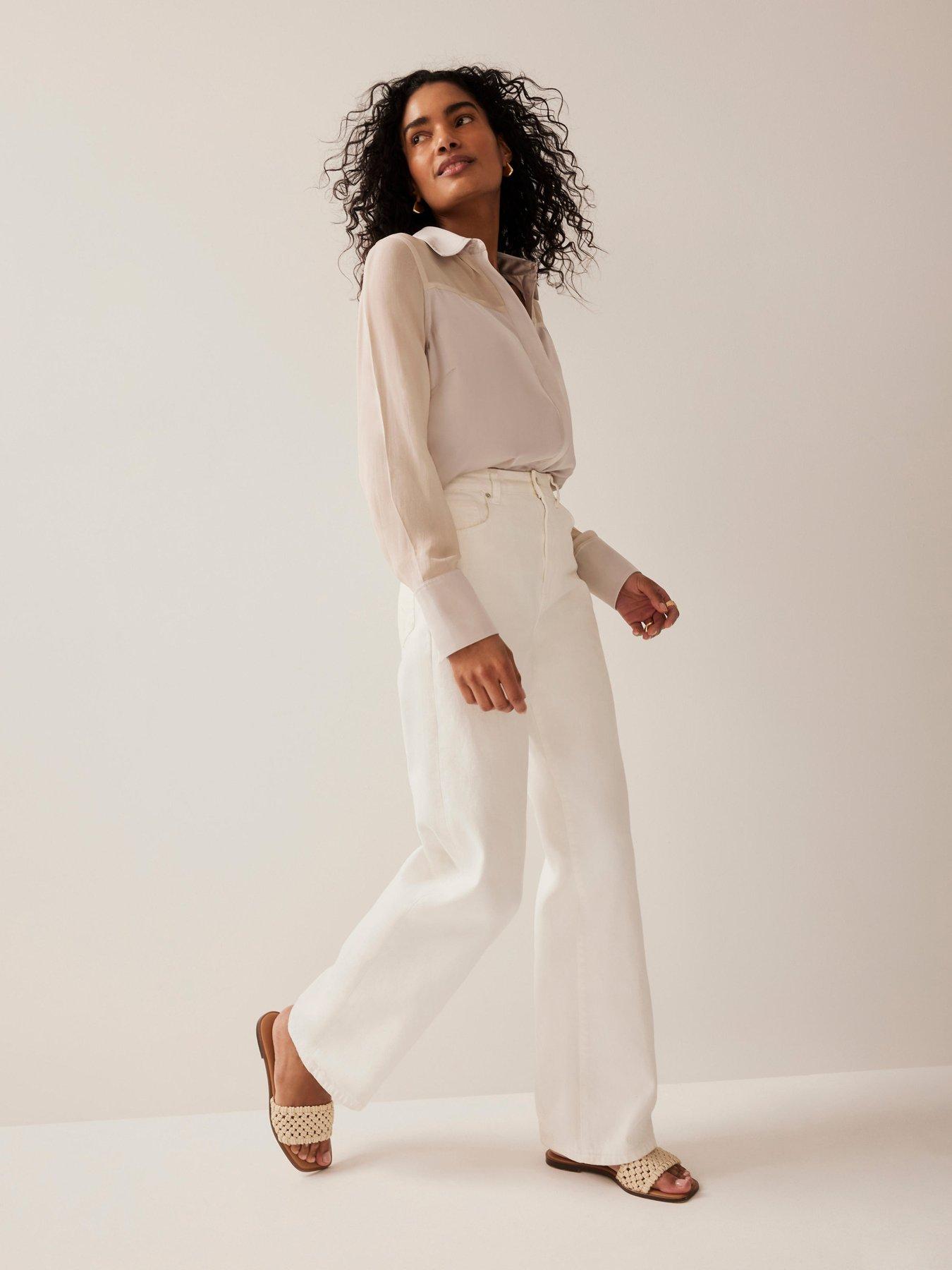 Image 3 of 6 of Mint Velvet Neutral Blocked Satin Shirt - Beige