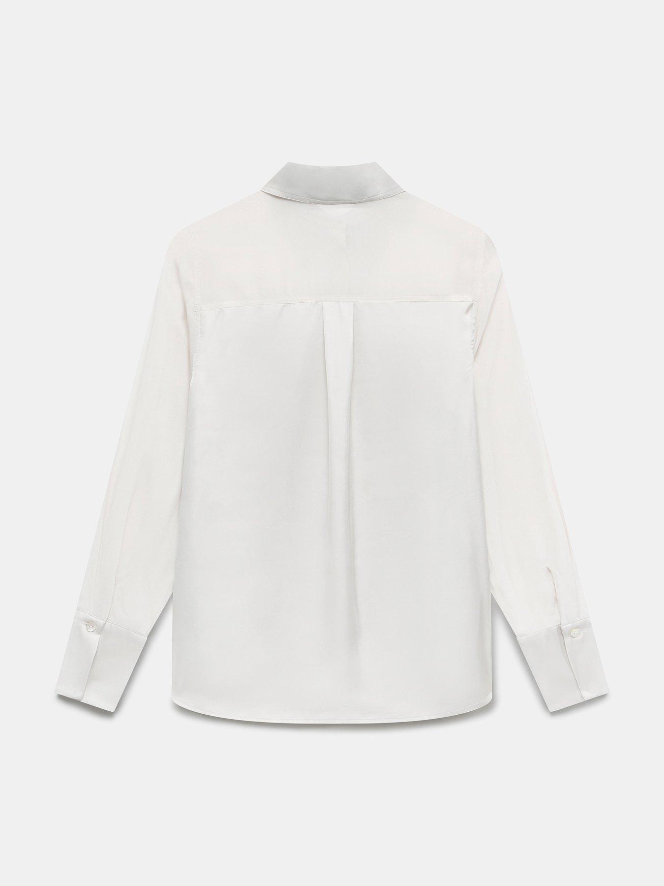 Image 6 of 6 of Mint Velvet Neutral Blocked Satin Shirt - Beige