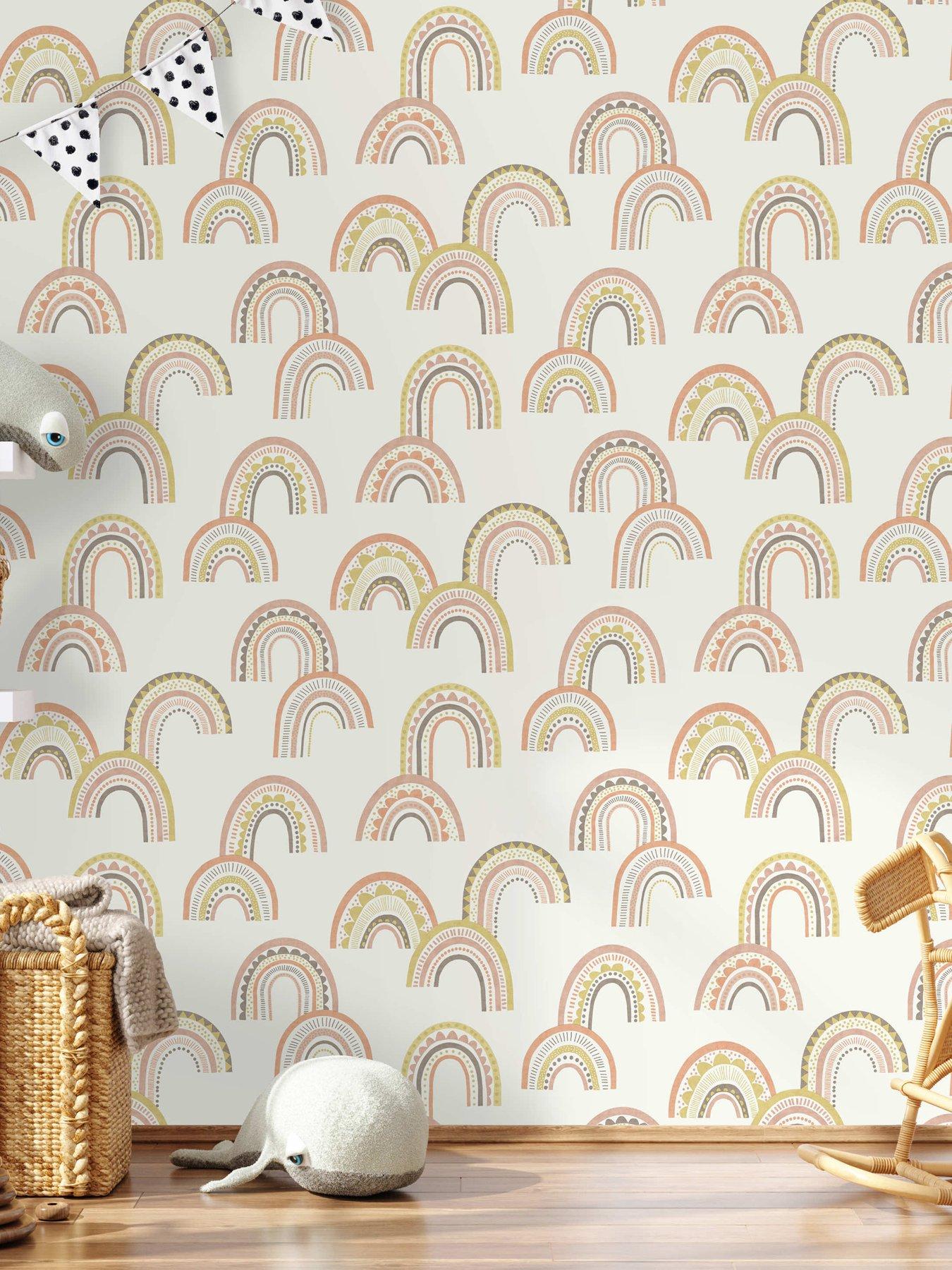 undefined Boho Rainbow Wallpaper - Blush/orange