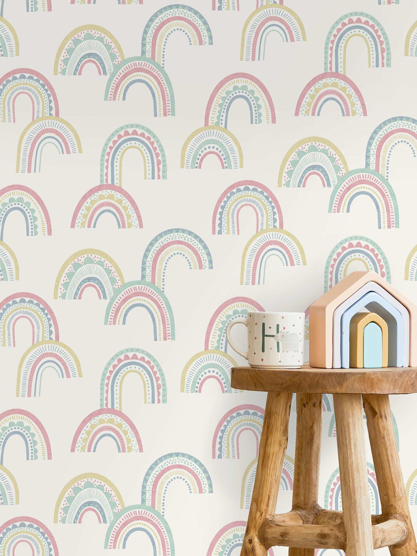 undefined Boho Rainbow Wallpaper - Pink/duckegg