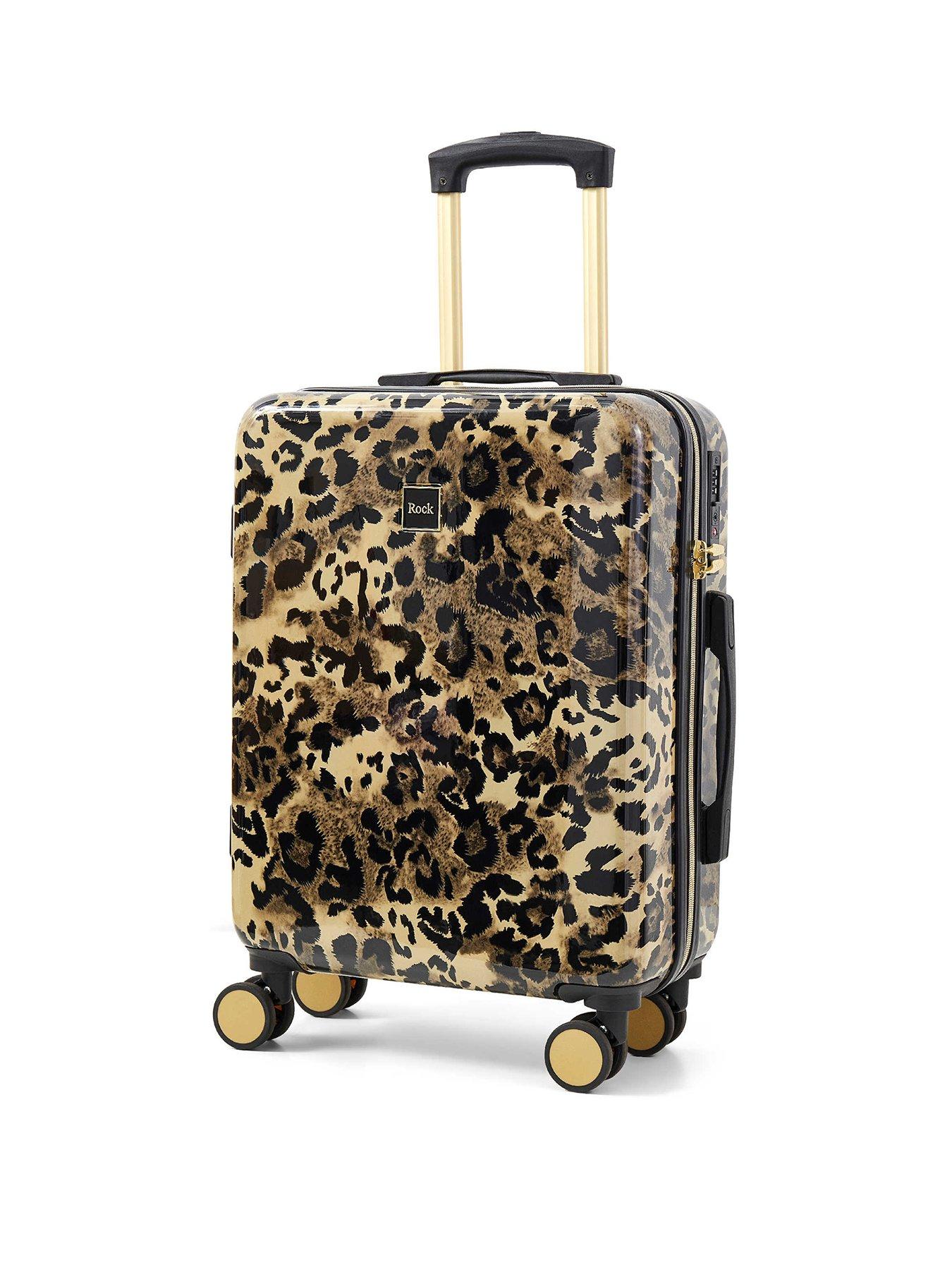 Image 1 of 5 of Rock Luggage Savannah Leopard Print Small Suitcase