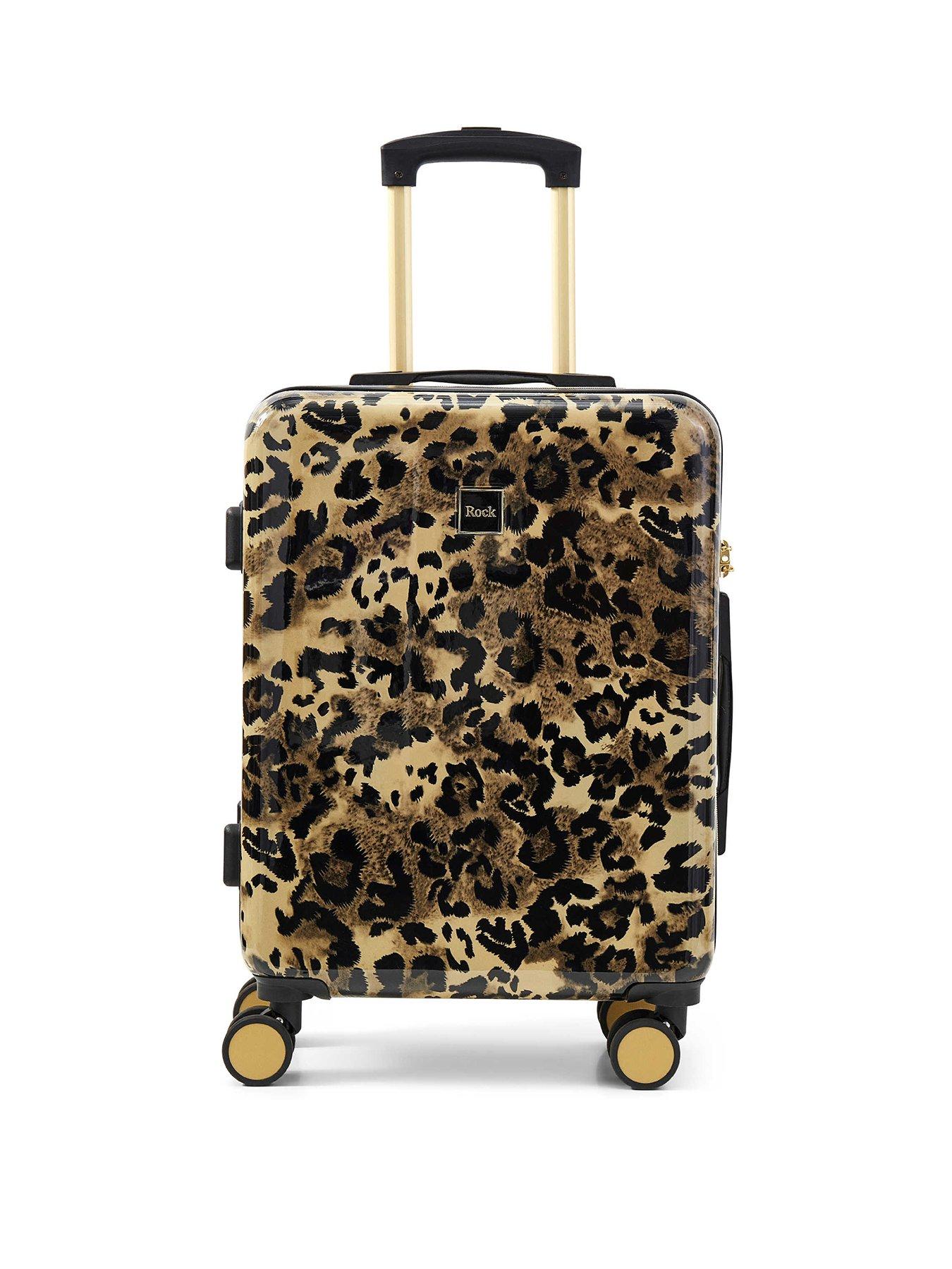 Image 2 of 5 of Rock Luggage Savannah Leopard Print Small Suitcase