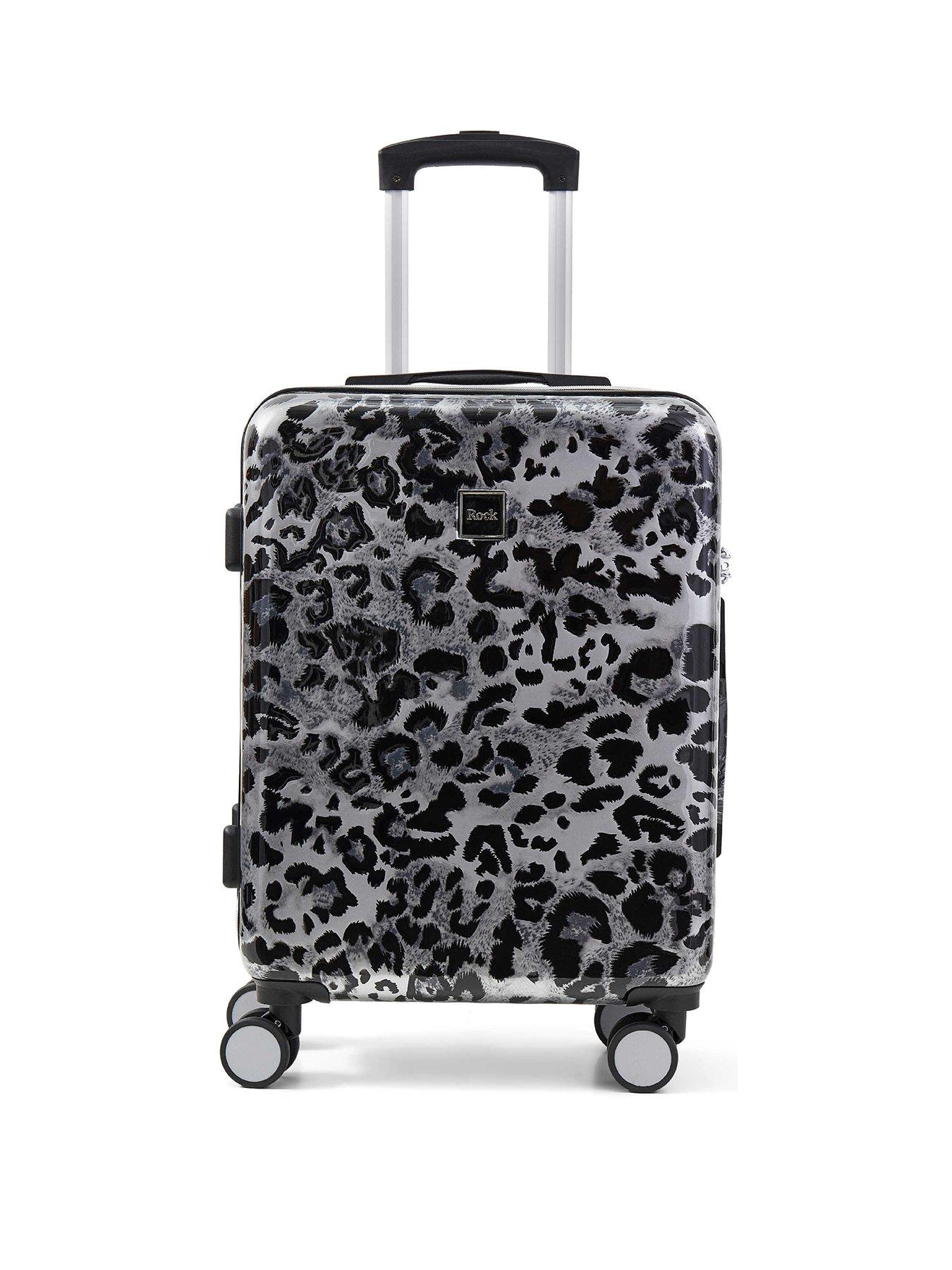 Image 2 of 5 of Rock Luggage Savannah Silver Leopard Print Small Suitcase