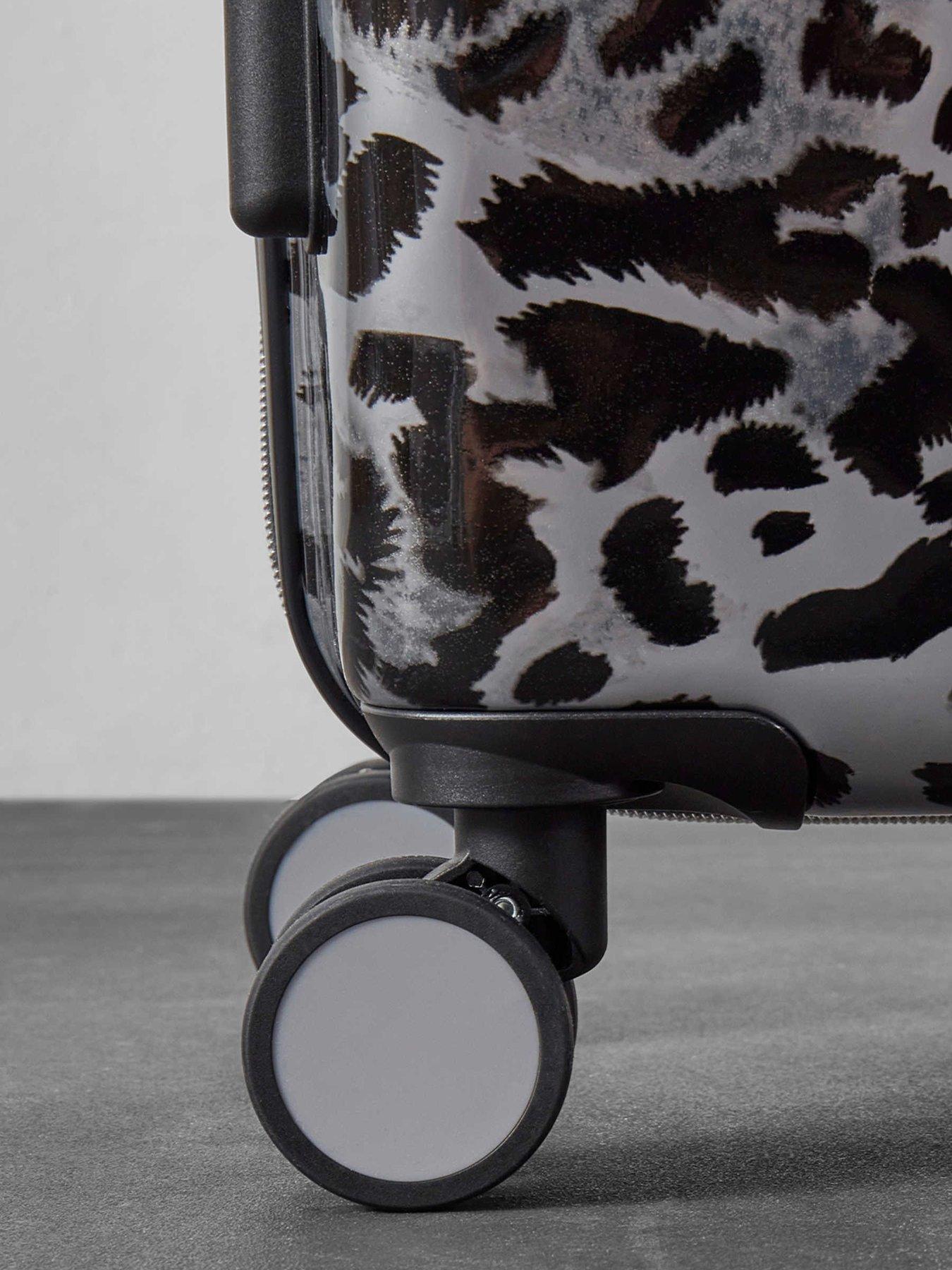 Image 3 of 5 of Rock Luggage Savannah Silver Leopard Print Small Suitcase