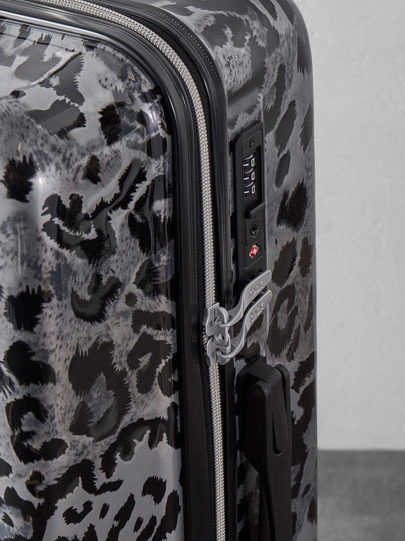Image 5 of 5 of Rock Luggage Savannah Silver Leopard Print Small Suitcase