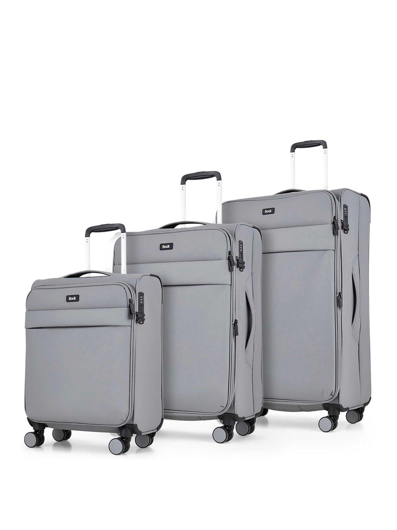 Image 1 of 6 of Rock Luggage Harper Grey 3 Piece Suitcase Set