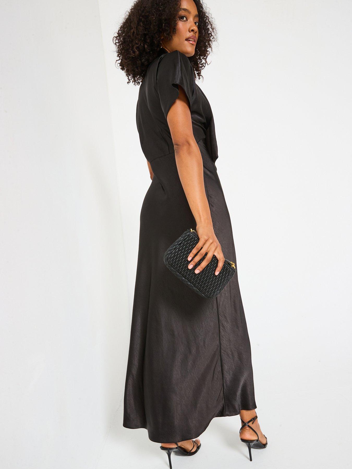  image of v-by-very-satin-tie-neck-maxi-dress--nbspblack