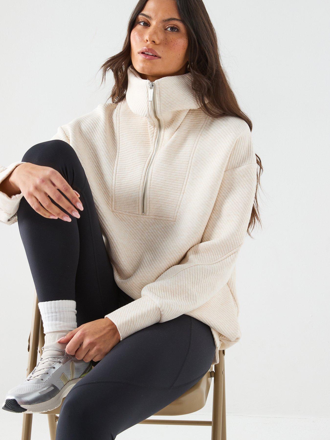  image of sweaty-betty-womens-training-radiant-half-zip-sweatshirt-beige