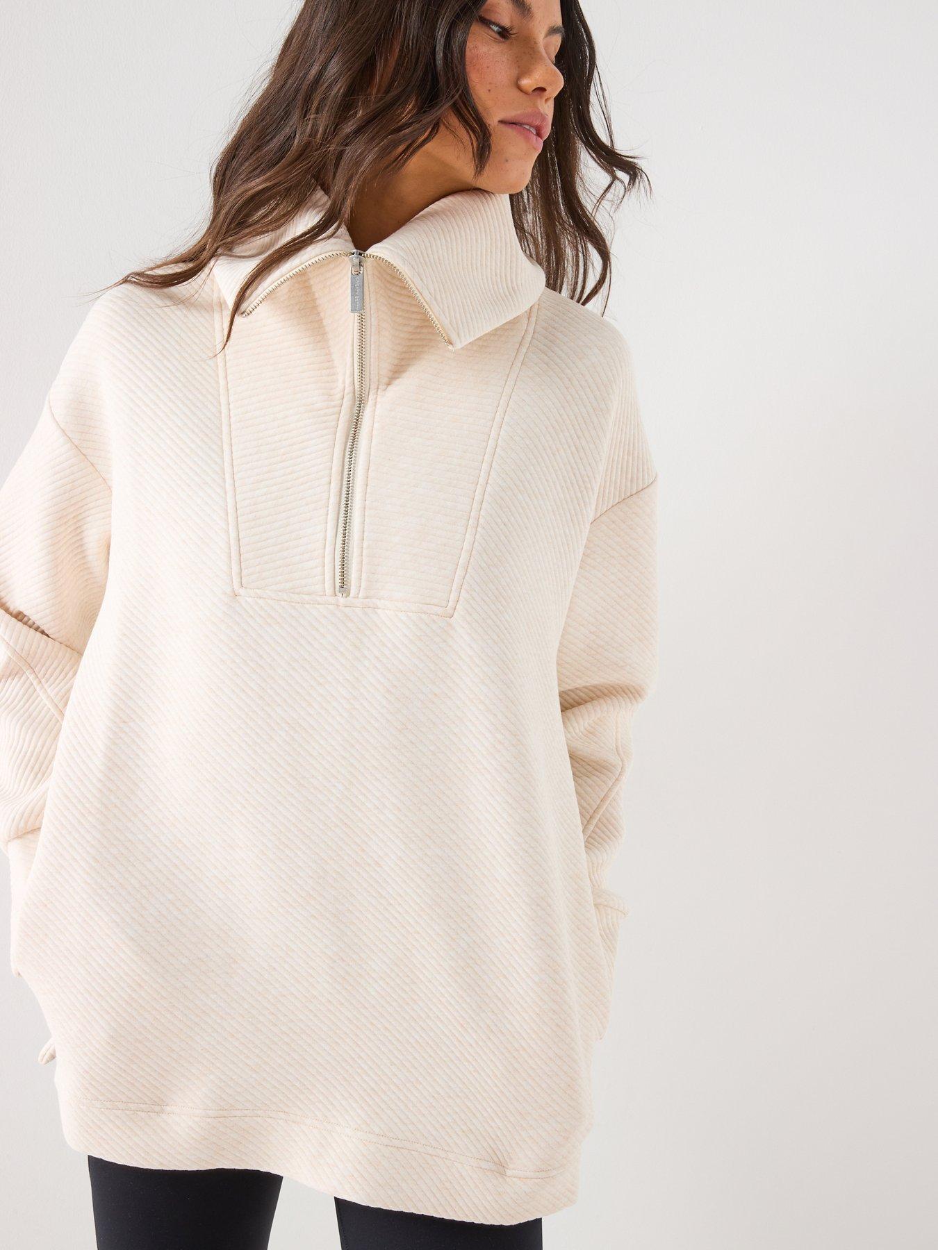  image of sweaty-betty-womens-training-radiant-half-zip-sweatshirt-beige