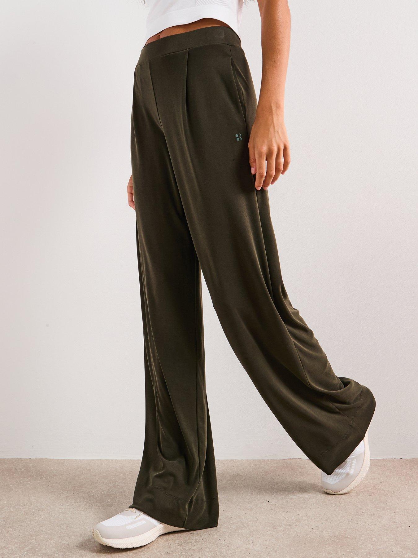Image 1 of 6 of Sweaty Betty Womens Training At Ease Wide Leg Trousers - Green