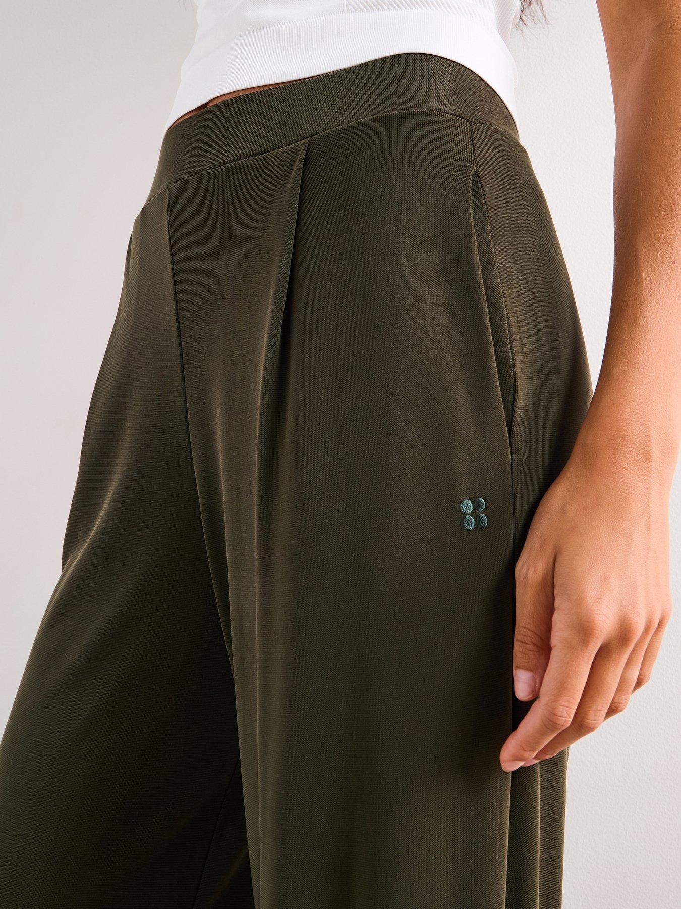 Image 4 of 6 of Sweaty Betty Womens Training At Ease Wide Leg Trousers - Green