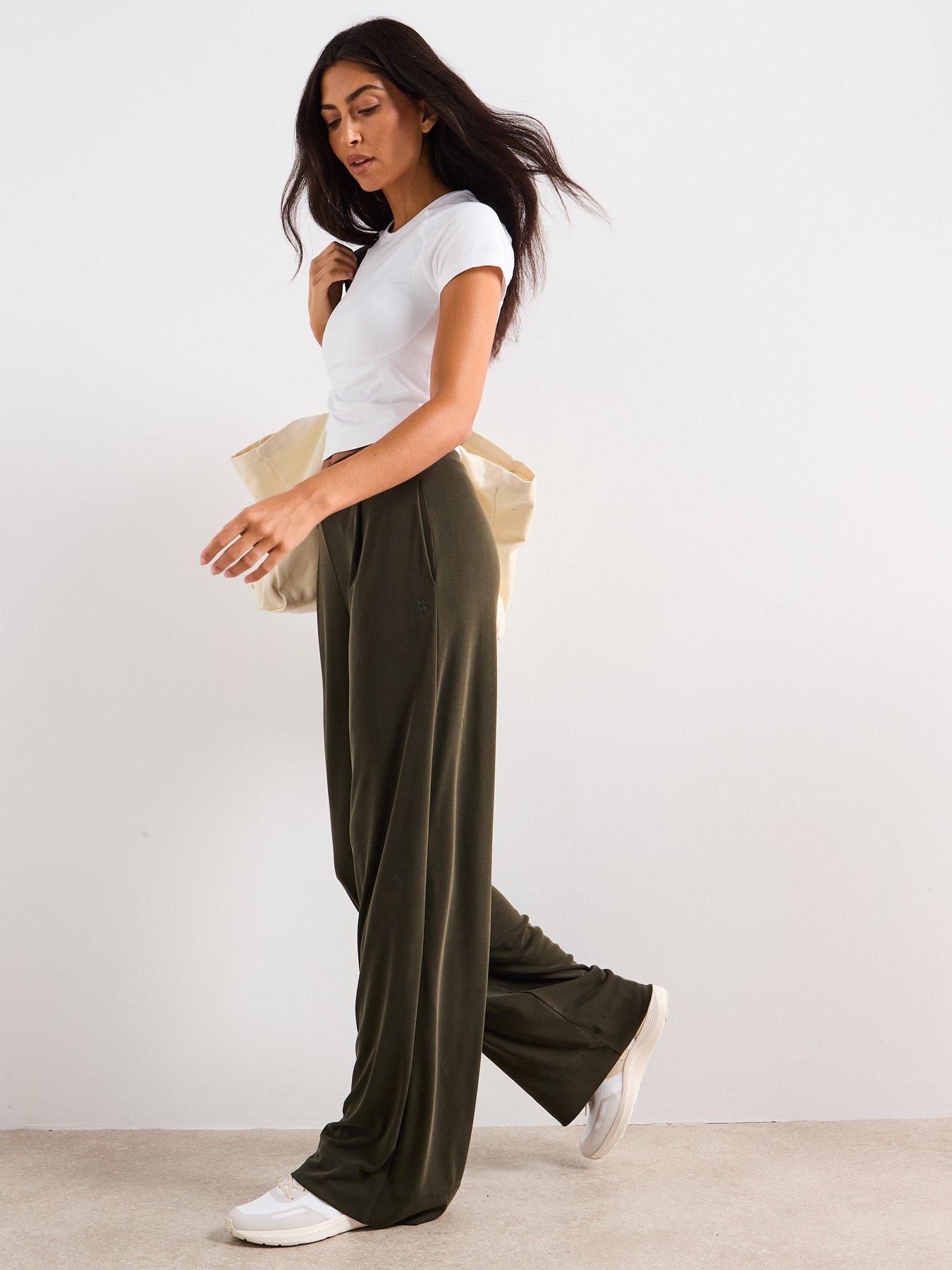 Image 5 of 6 of Sweaty Betty Womens Training At Ease Wide Leg Trousers - Green