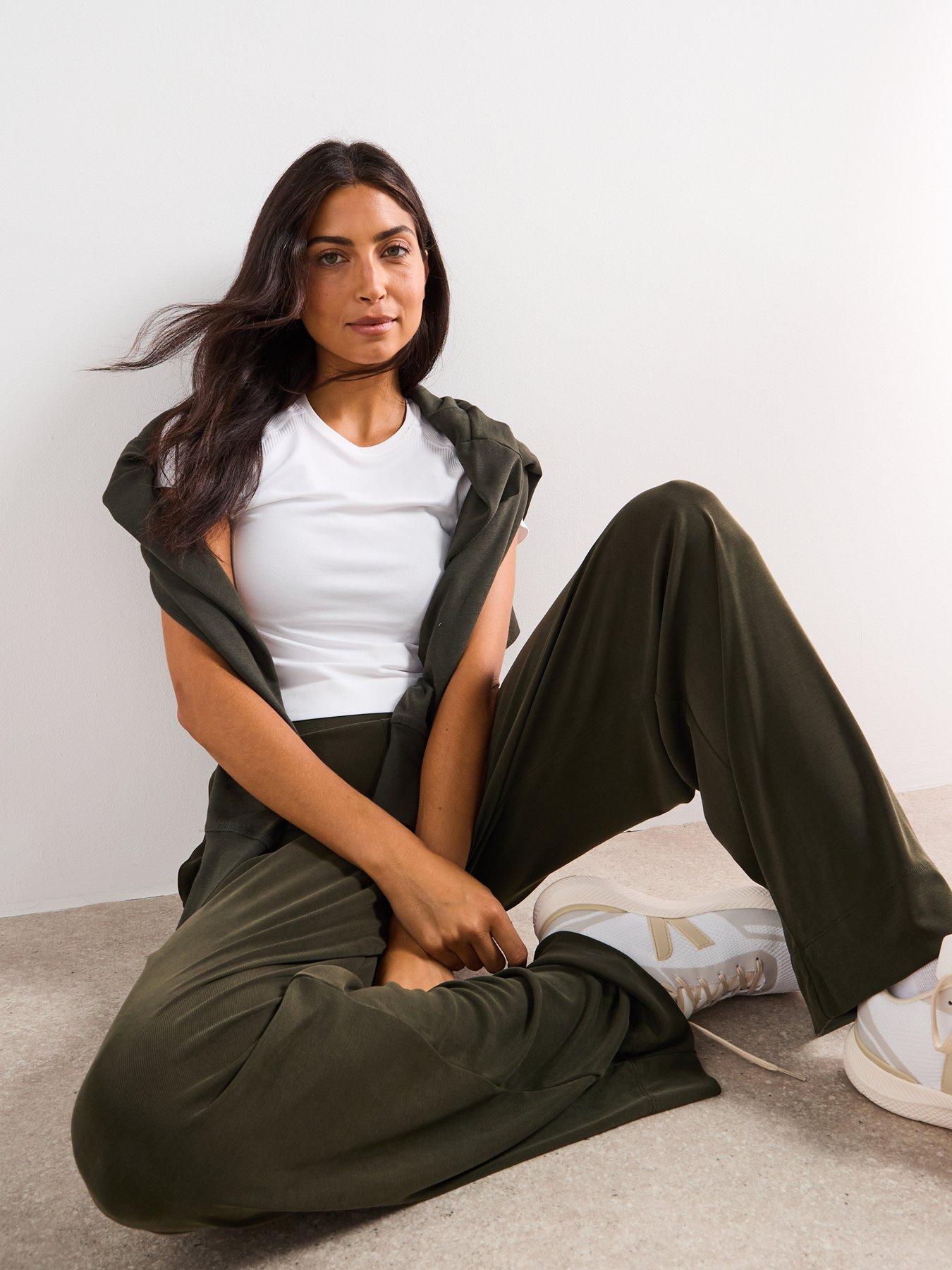 Image 6 of 6 of Sweaty Betty Womens Training At Ease Wide Leg Trousers - Green