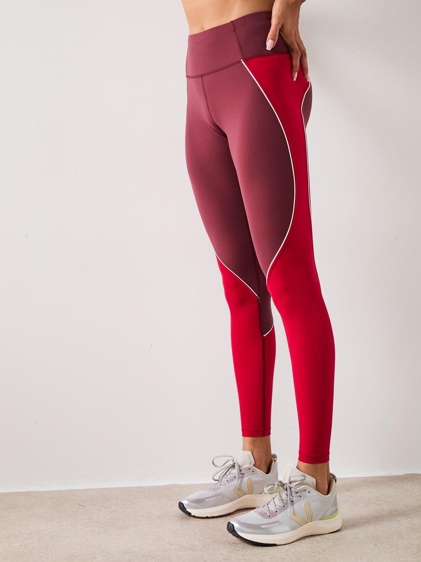 undefined Womens Training Power 7/8 Workout Colourblock Tights - Red