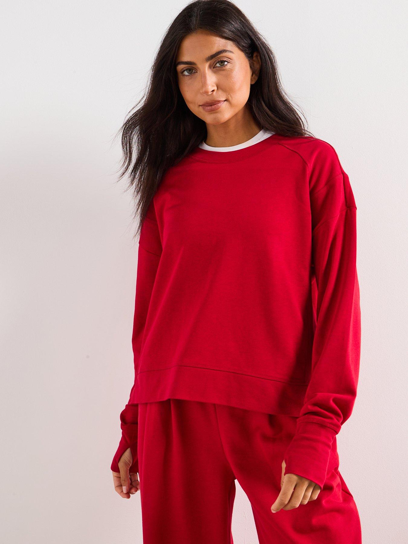 undefined Womens Training After Class Crop Sweatshirt - Red