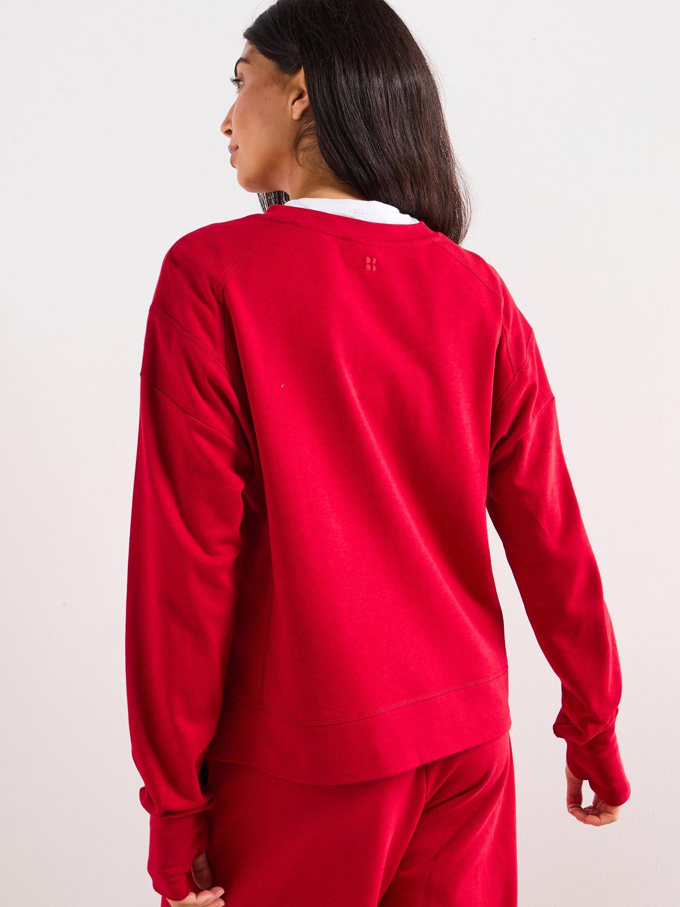 Image 2 of 6 of Sweaty Betty Womens Training After Class Crop Sweatshirt - Red