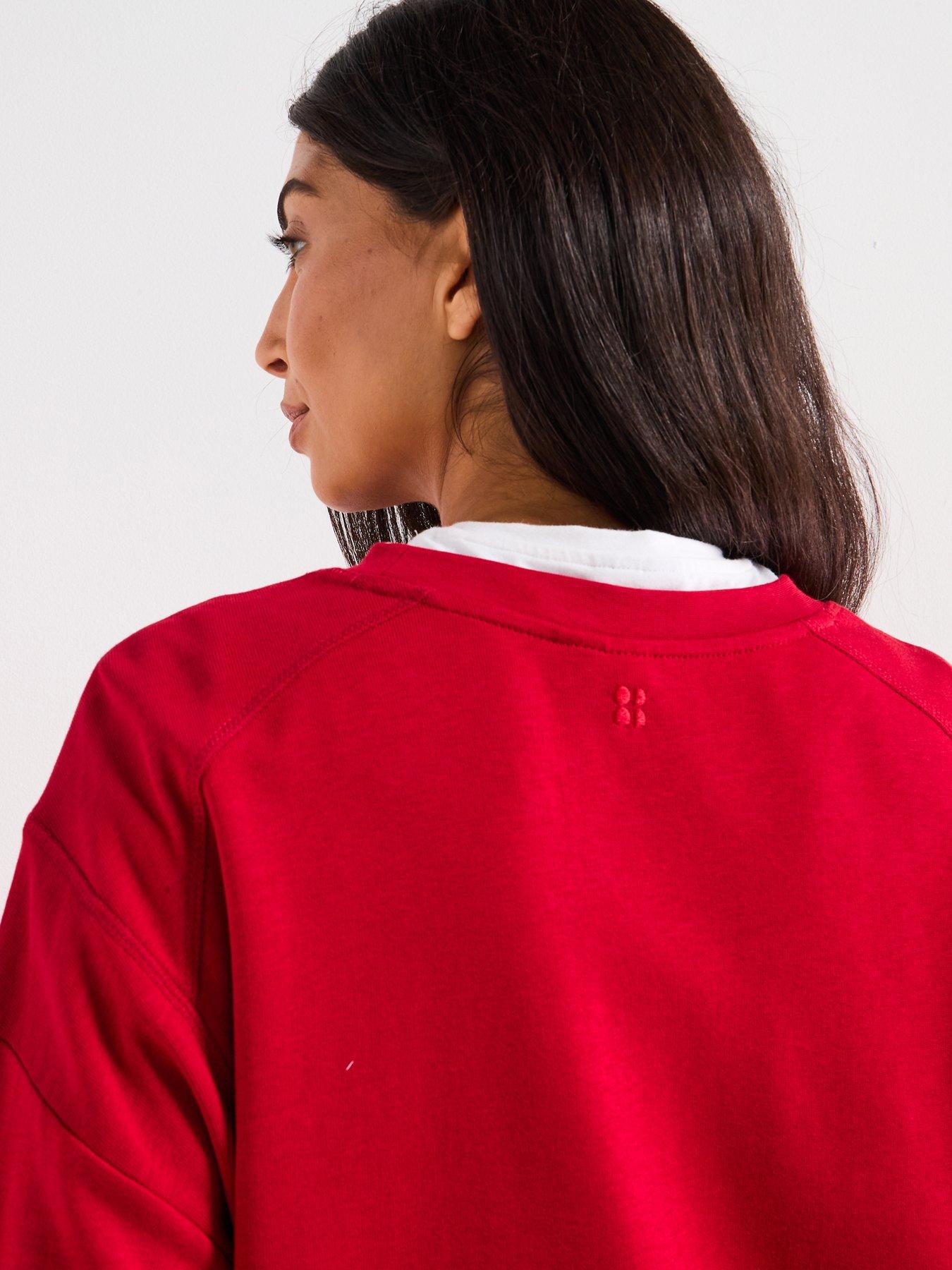 Image 4 of 6 of Sweaty Betty Womens Training After Class Crop Sweatshirt - Red
