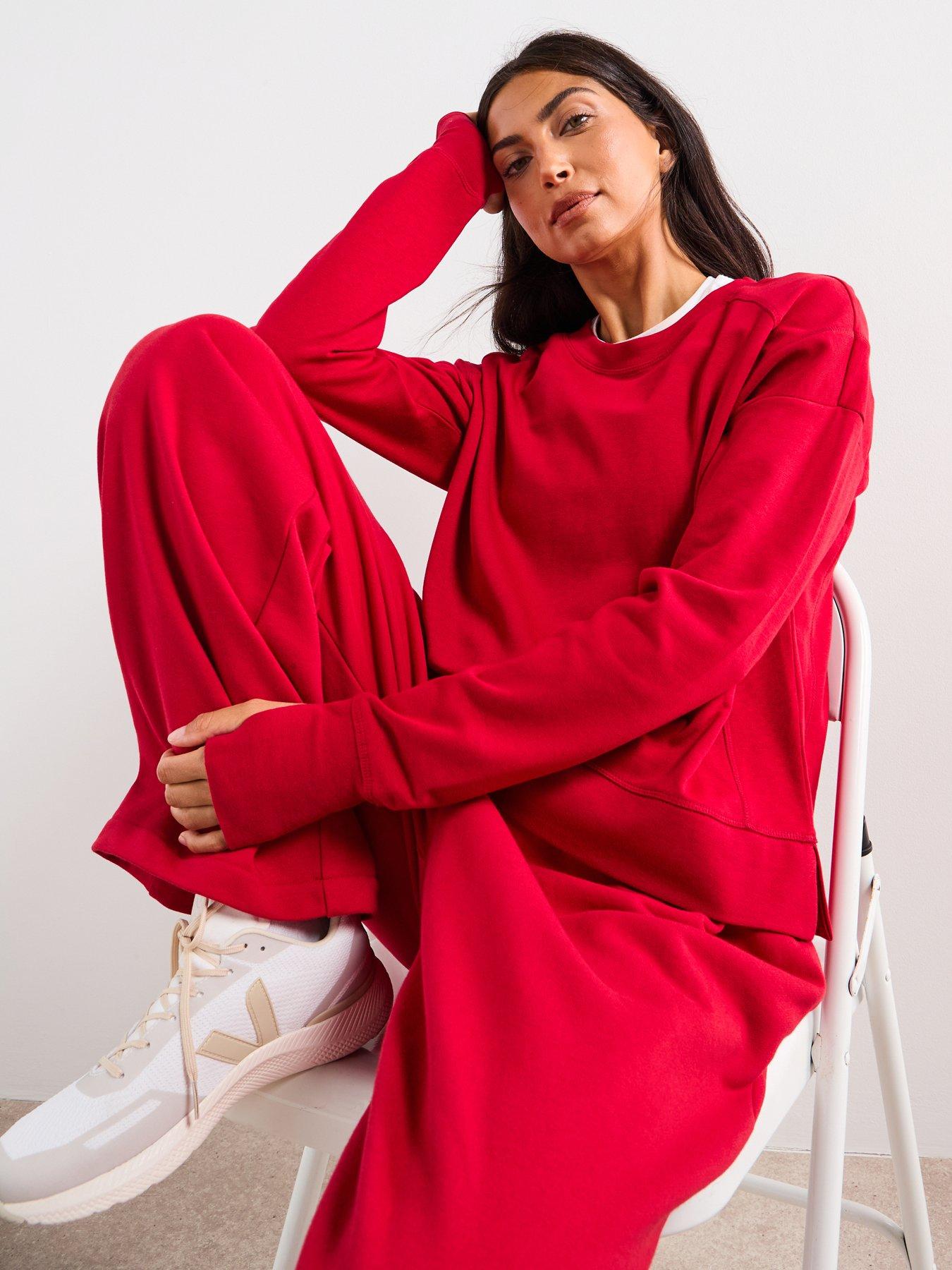 Image 5 of 6 of Sweaty Betty Womens Training After Class Crop Sweatshirt - Red