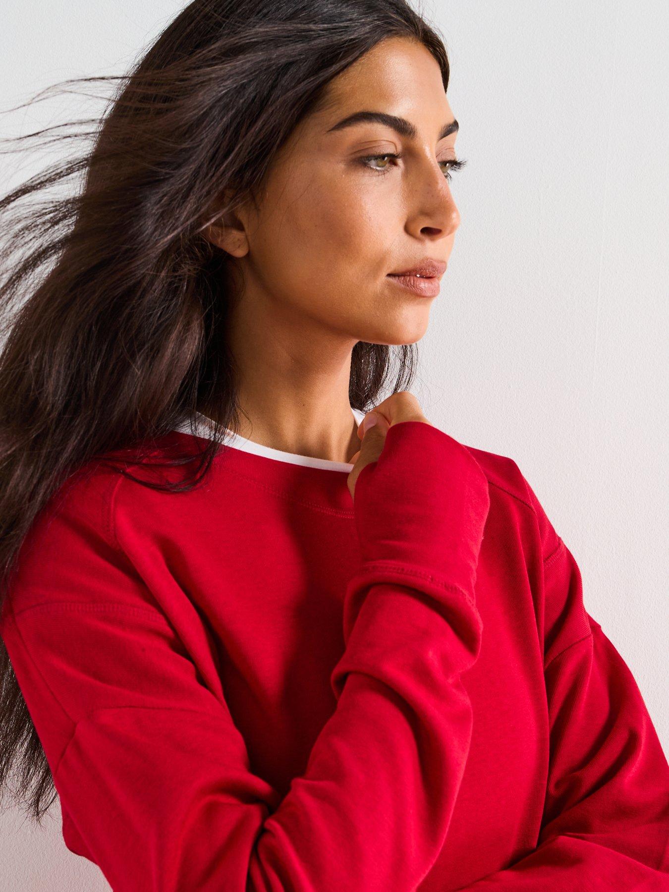 Image 6 of 6 of Sweaty Betty Womens Training After Class Crop Sweatshirt - Red