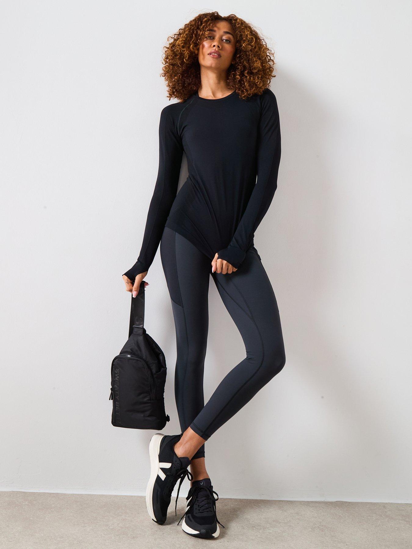 Image 3 of 6 of Sweaty Betty Womens Training Athlete Seamless Workout Long Sleeve Top - Black