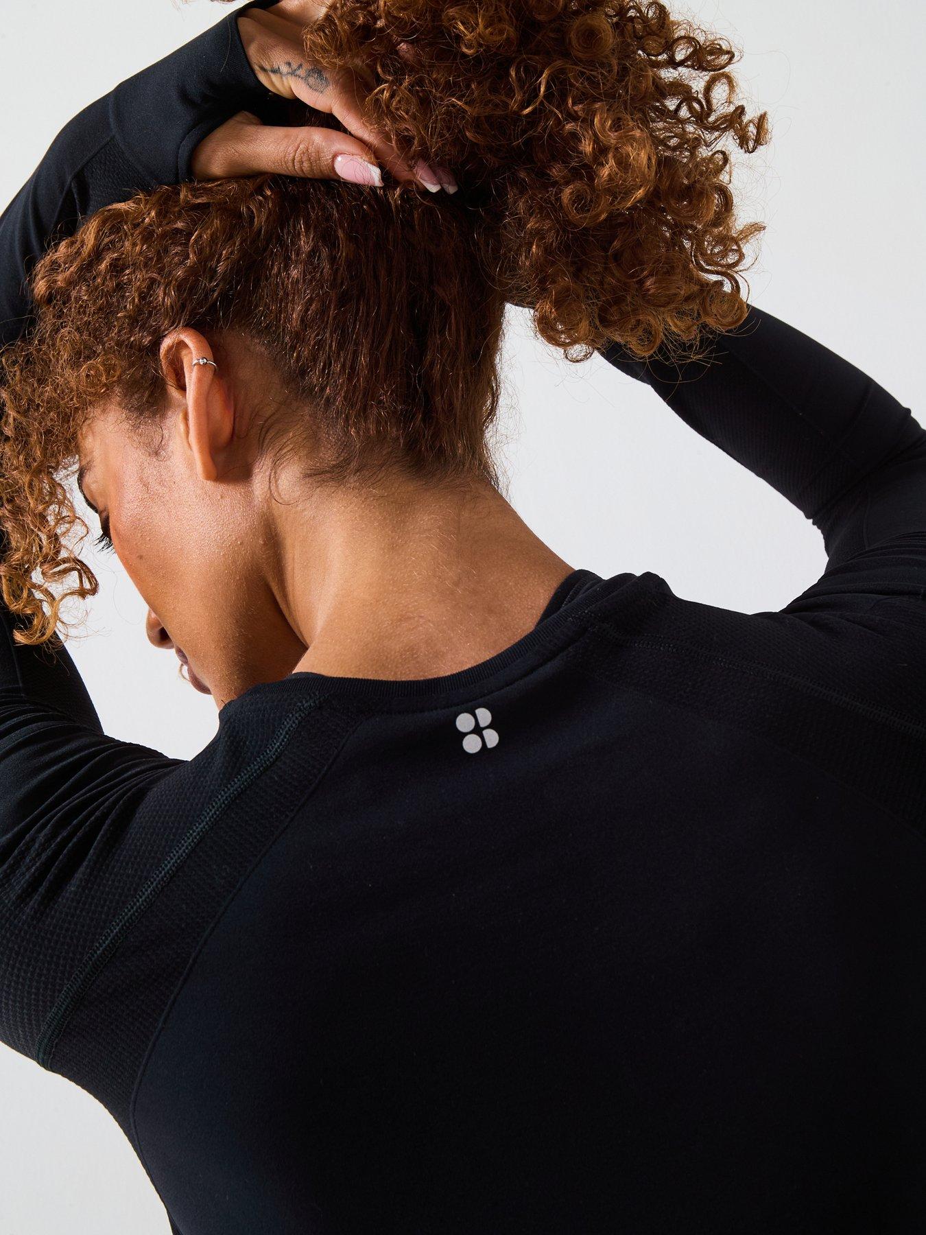 Image 5 of 6 of Sweaty Betty Womens Training Athlete Seamless Workout Long Sleeve Top - Black