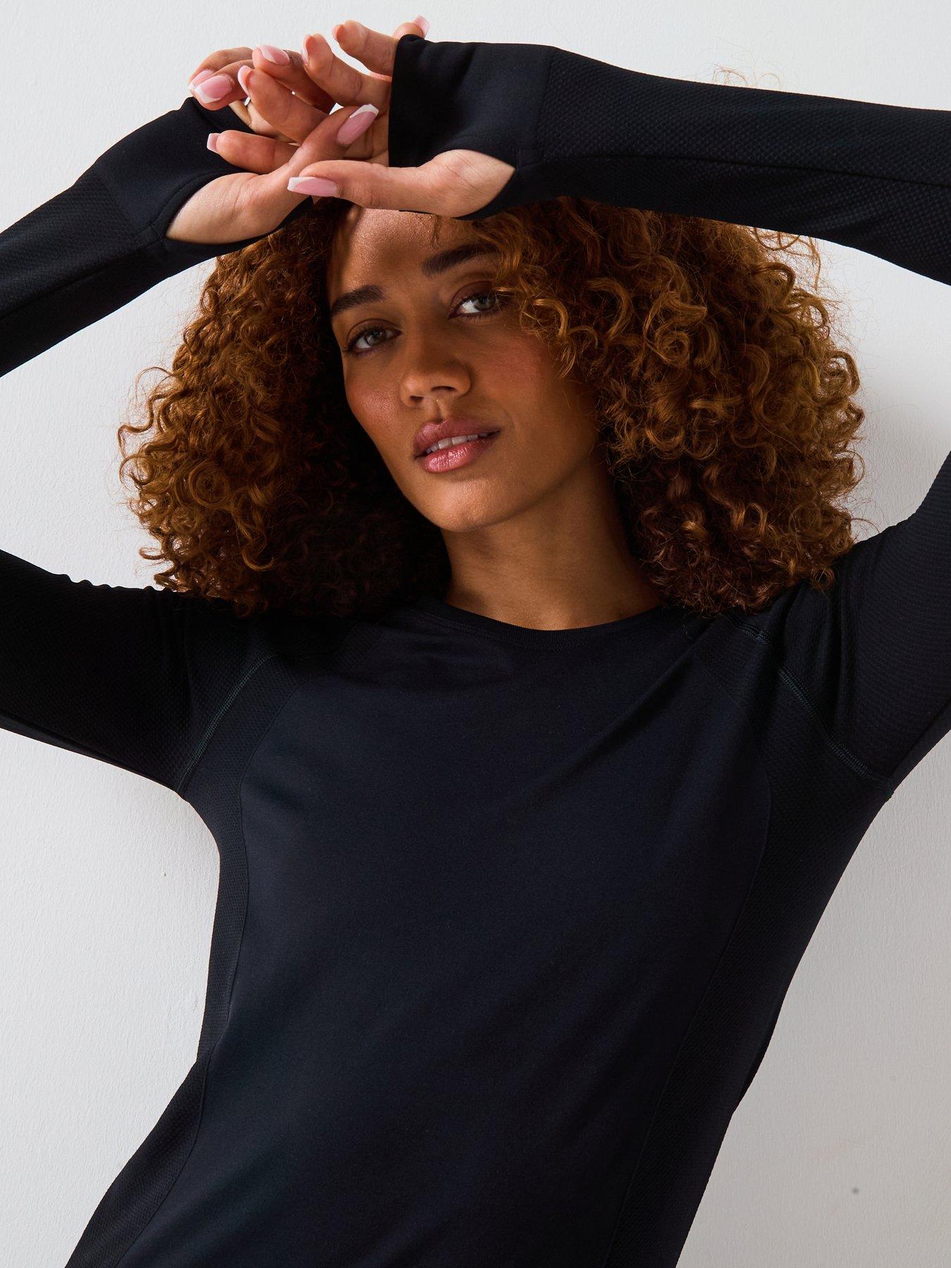 Image 6 of 6 of Sweaty Betty Womens Training Athlete Seamless Workout Long Sleeve Top - Black