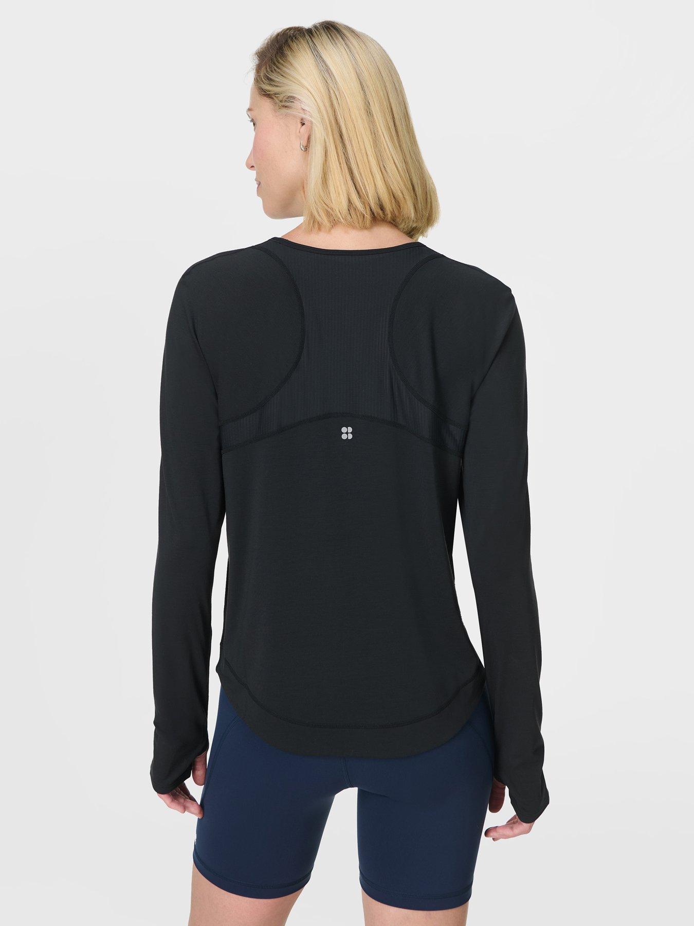 Image 2 of 6 of Sweaty Betty Womens Running Breathe Easy Mesh Long Sleeve Top 2.0 - Black