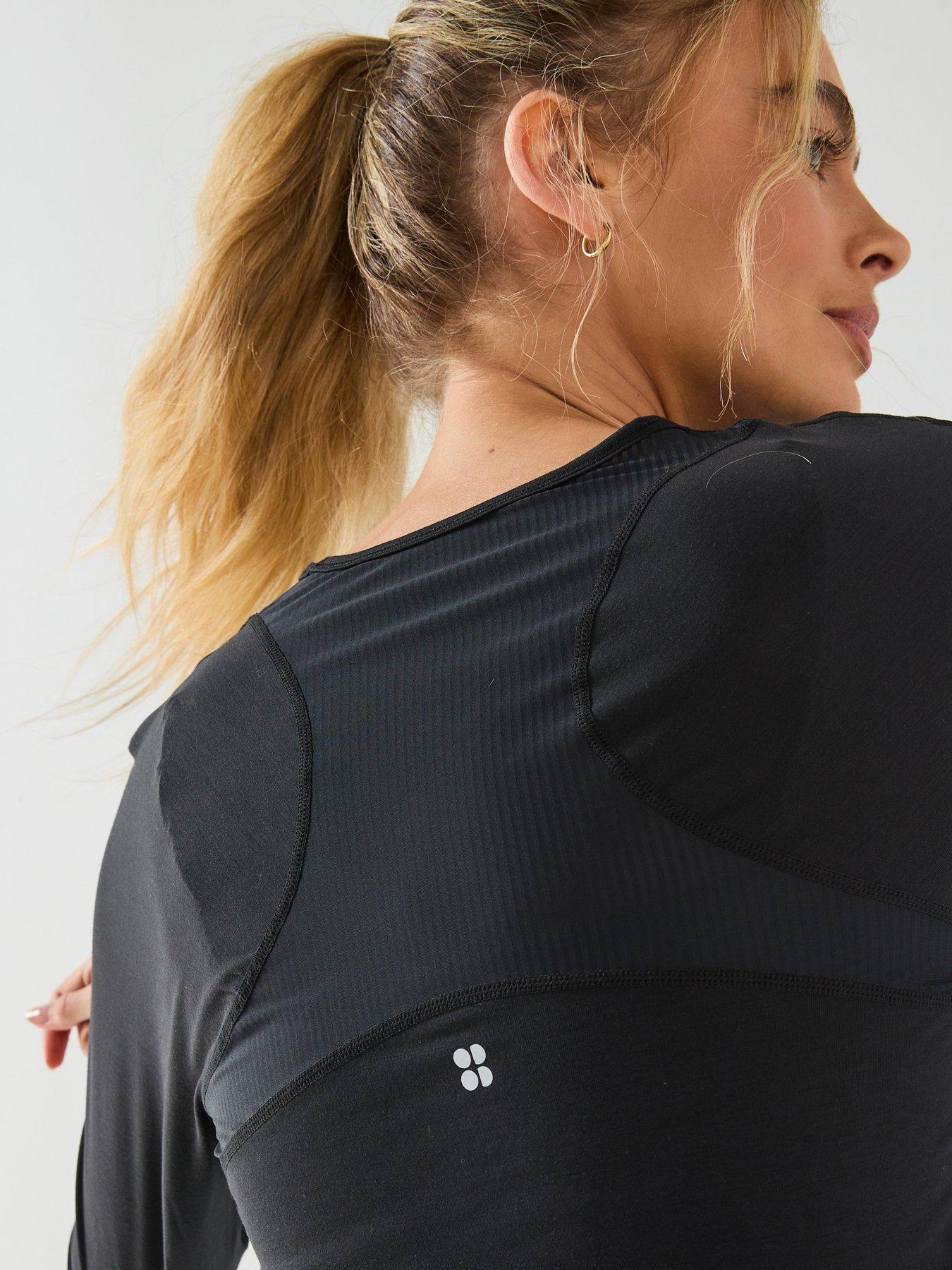 Image 6 of 6 of Sweaty Betty Womens Running Breathe Easy Mesh Long Sleeve Top 2.0 - Black