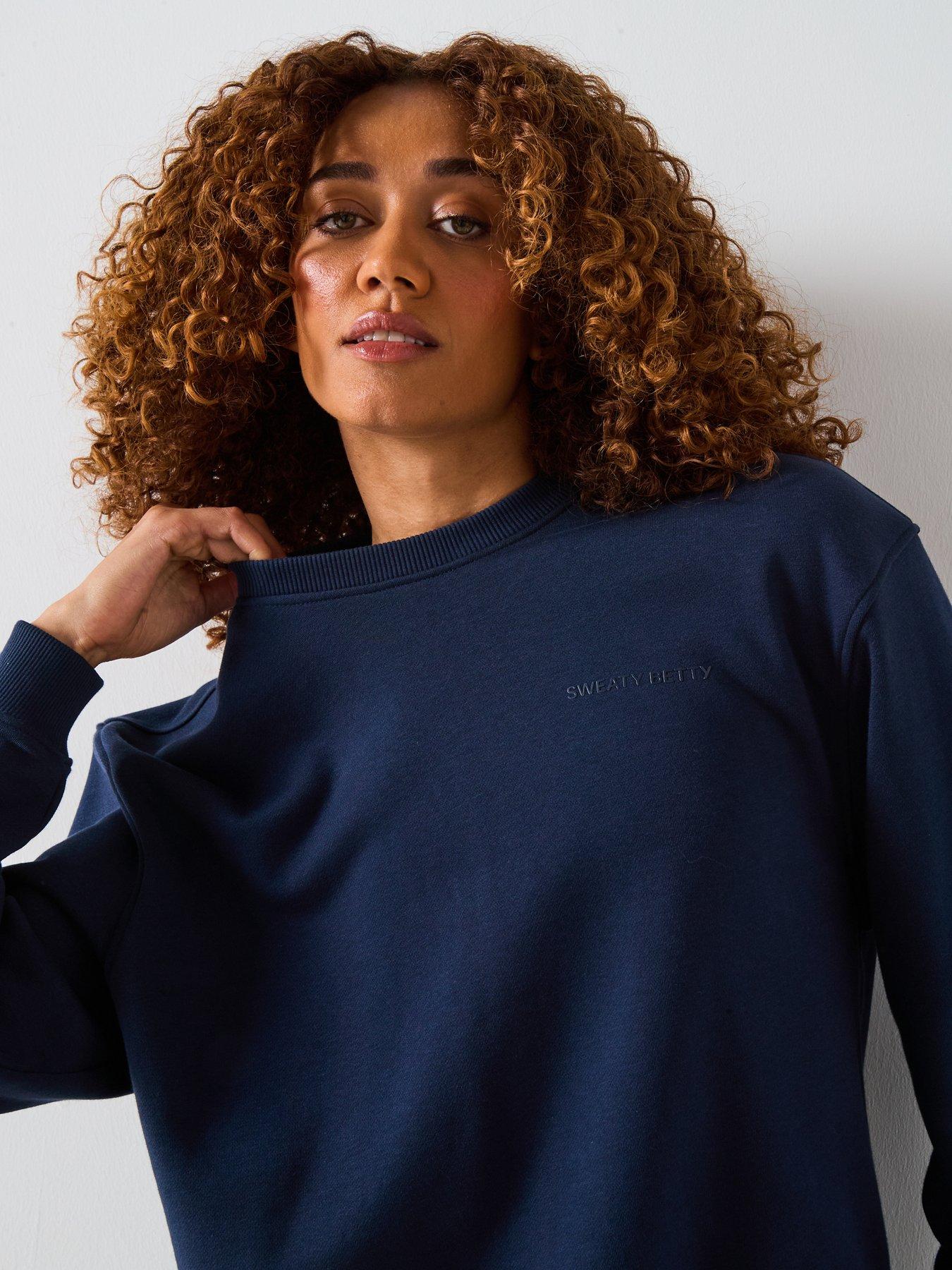 Image 6 of 6 of Sweaty Betty Womens Training Revive Crew Neck Sweatshirt - Navy